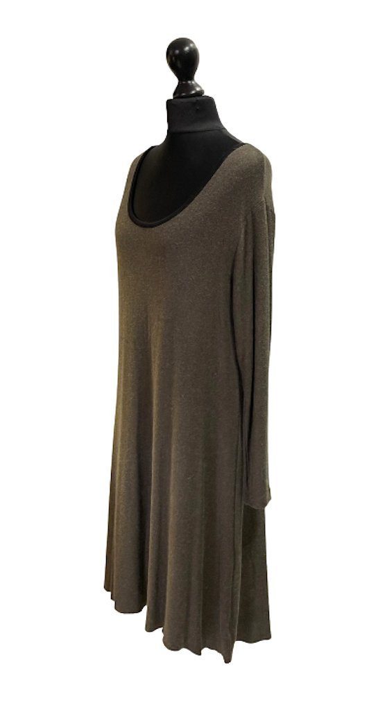 BZNA A-Linien-Kleid Wollkleid Strickkleid Tunika Taupe Wolle Lana