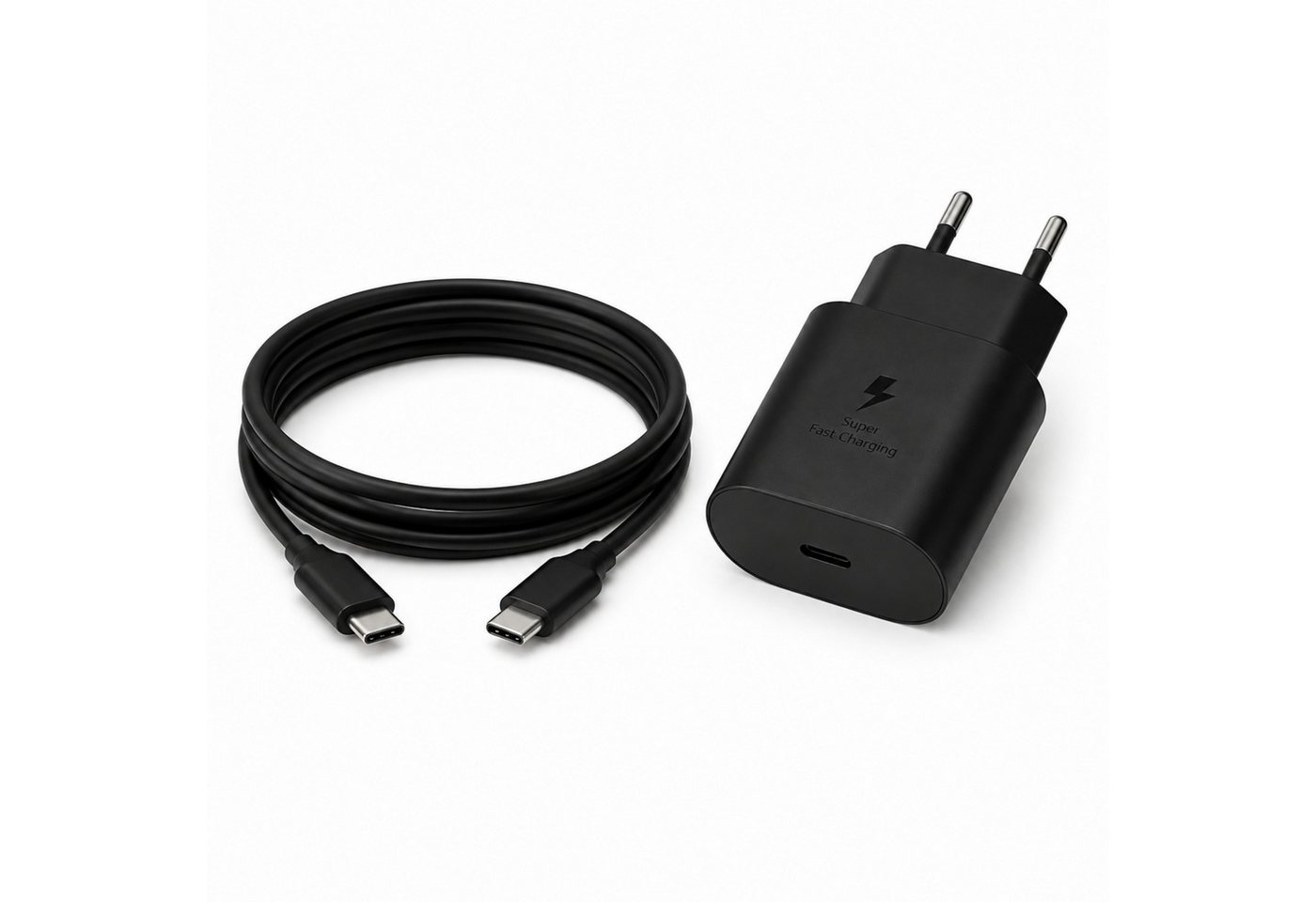 PlugUp 25W USB-C Schnellladegerät mit USB-C Ladekabel für Samsung Galaxy Smartphone-Ladegerät (3000 mA, Set, Inkl. USB-C Ladekabel, Ladeadapter für Samsung Galaxy S26/S25/S24/S23/S22/A55/A35/A25 usw)