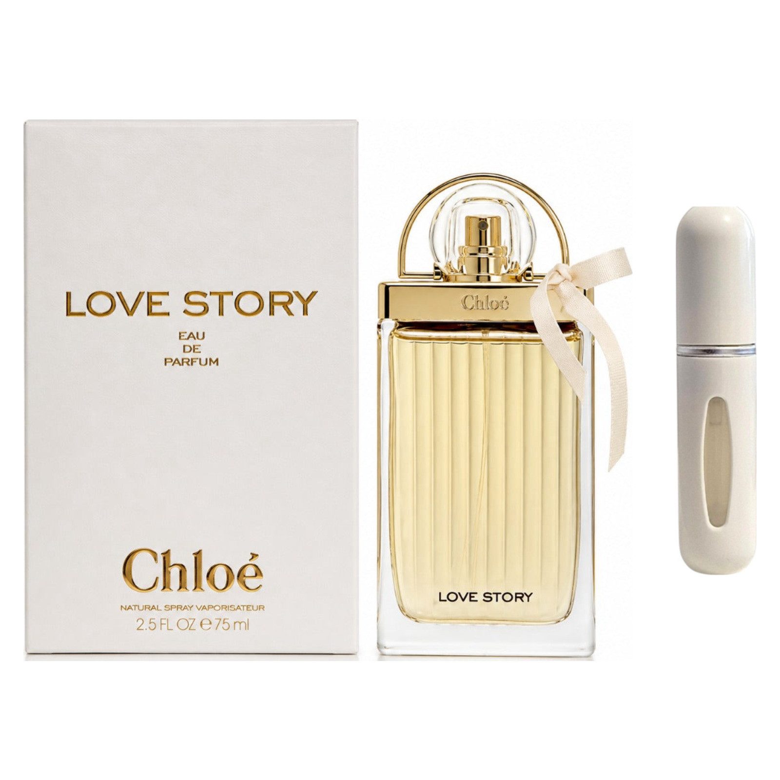 Chloé Duft-Set Love Story EDP – Blumig Frisch + Parfümzerstäuber (leer)
