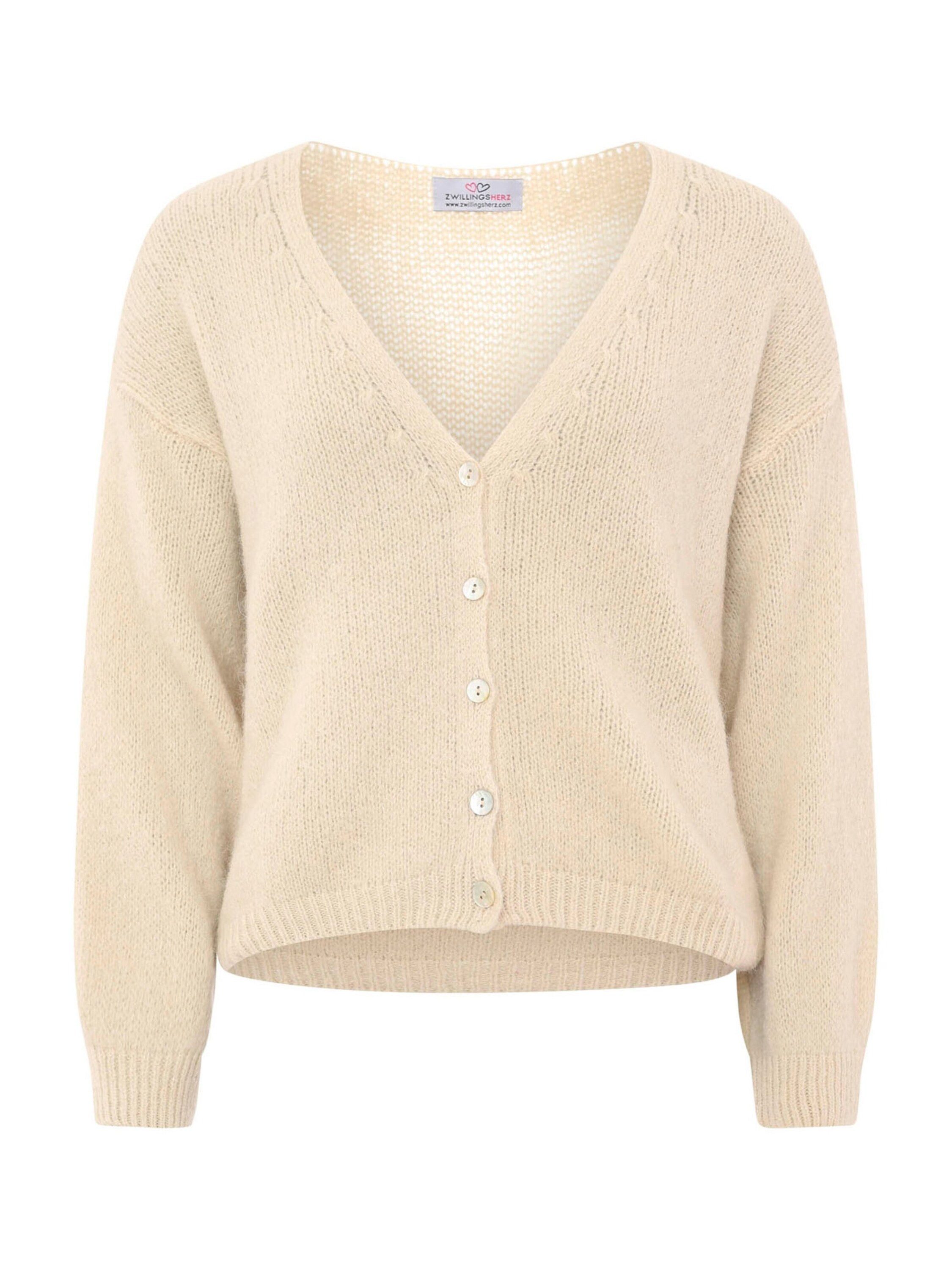 Zwillingsherz Strickjacke (1-tlg) Plain/ohne Details