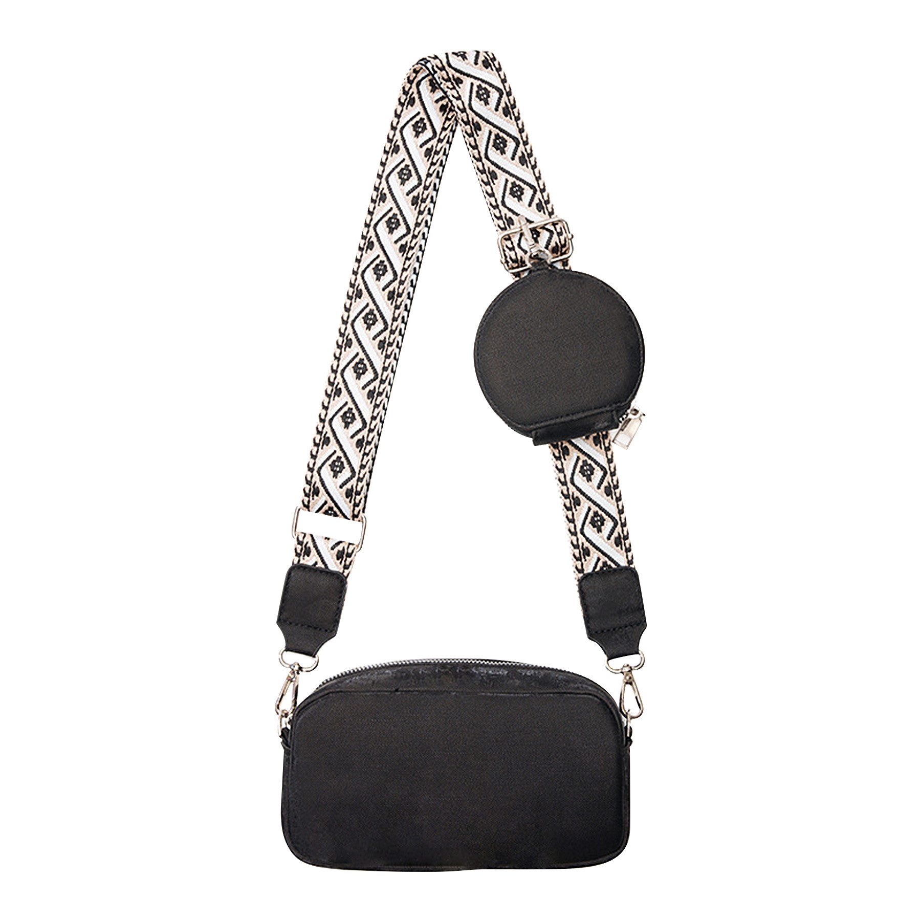 Schultertasche Bauchtasche Damen Brusttasche Schwarz Umhängetasche Veganes Leder