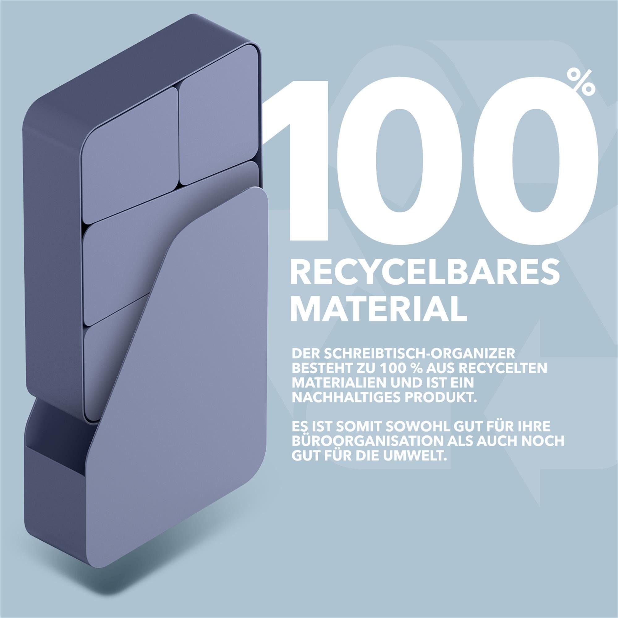 Organizer Schreibtisch-Organizer mit RED DOT Design Award (Büro-Set, 7-teilig), 100% recycelte Materialien, multifunktional, platzsparend
