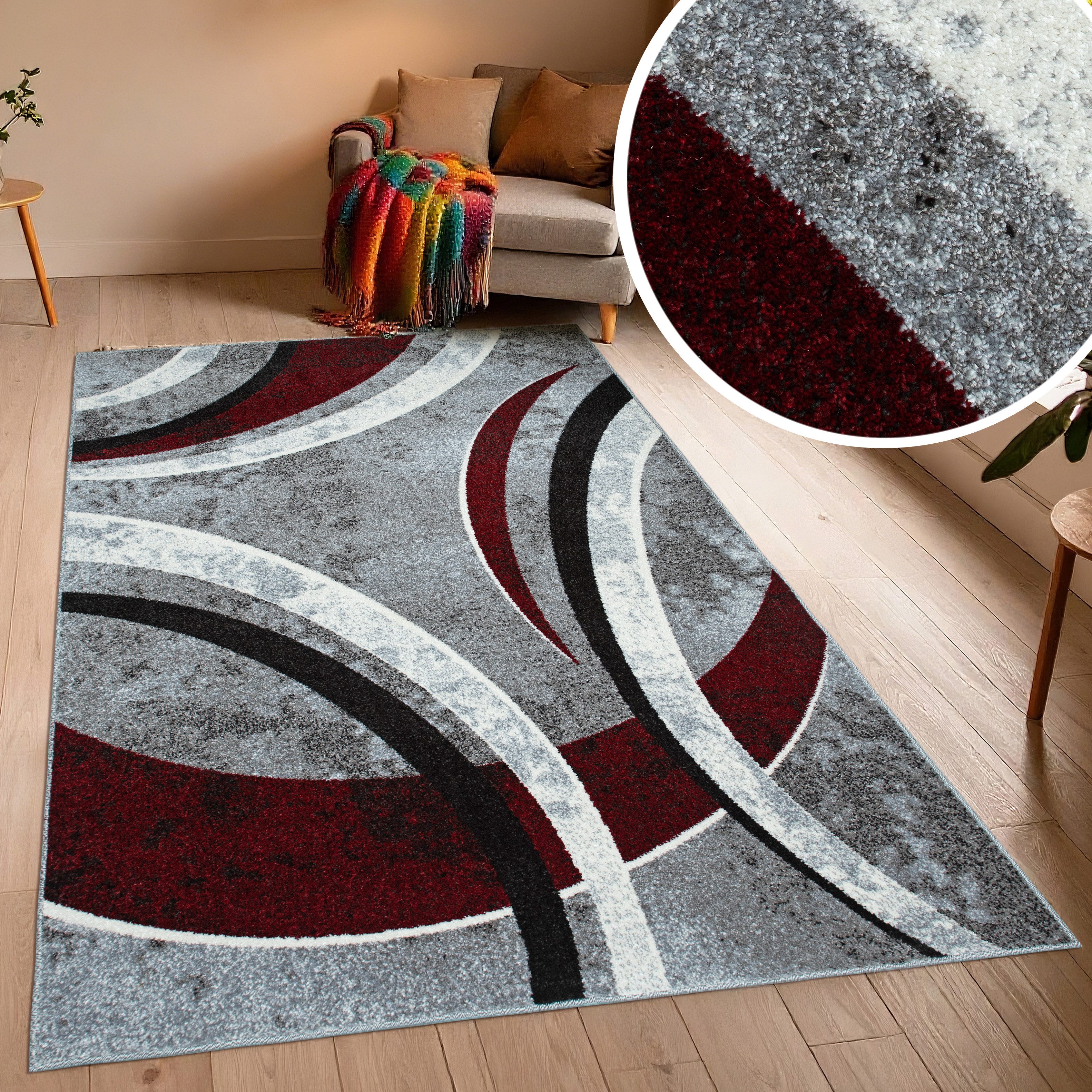 OTTO home Teppich Flow, geometrisches Design, rechteckig, Höhe: 9 mm, grafisch, abstrakt, elegant, Wohnzimmer, Schlafzimmer