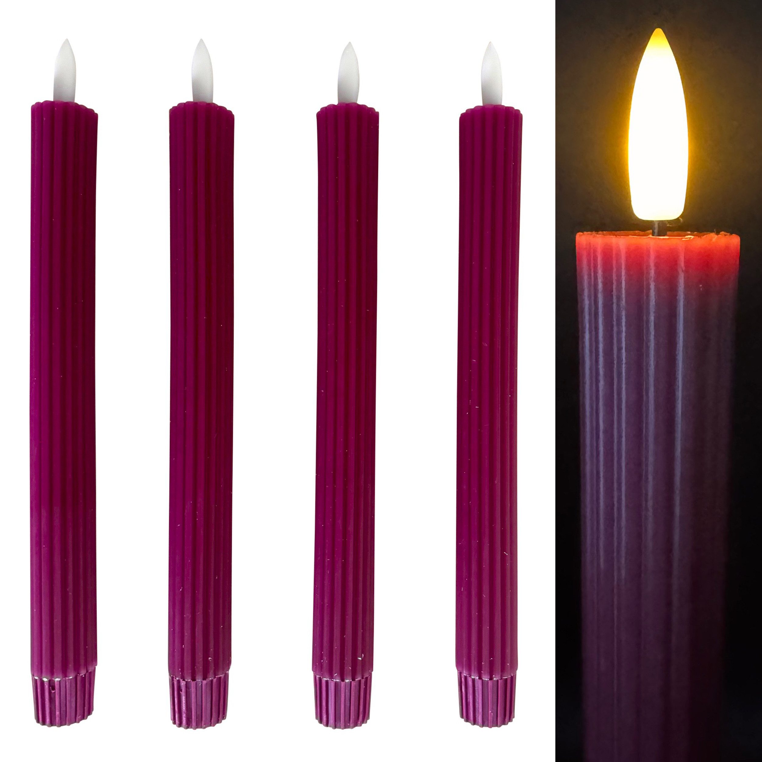Online-Fuchs LED-Kerze 4 moderne LED Stabkerzen im Set aus Echtwachs mit Ti günstig online kaufen