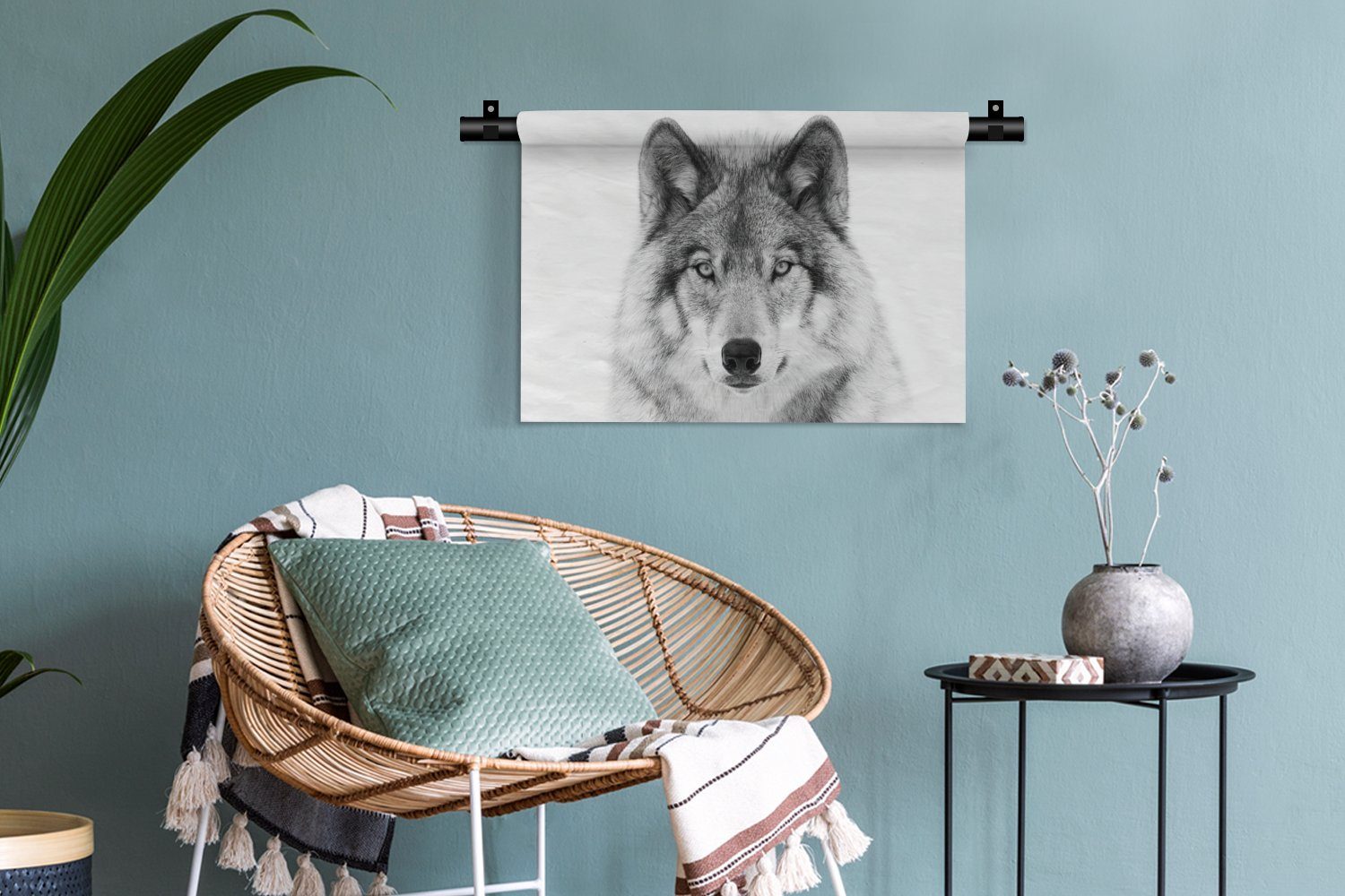 MuchoWow Wanddekoobjekt Wolf Tiere Kleid, Weiß, Schlafzimmer, Wanddeko Porträt - Kinderzimmer - Wandbehang, Wohnzimmer, - für