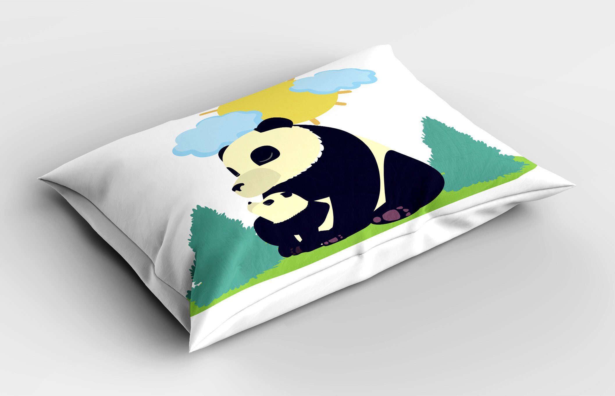 Kissenbezüge Dekorativer Standard Gedruckter Panda (1 sein Freien Im Abakuhaus Kopfkissenbezug, Size Baby Säugetier und Stück)