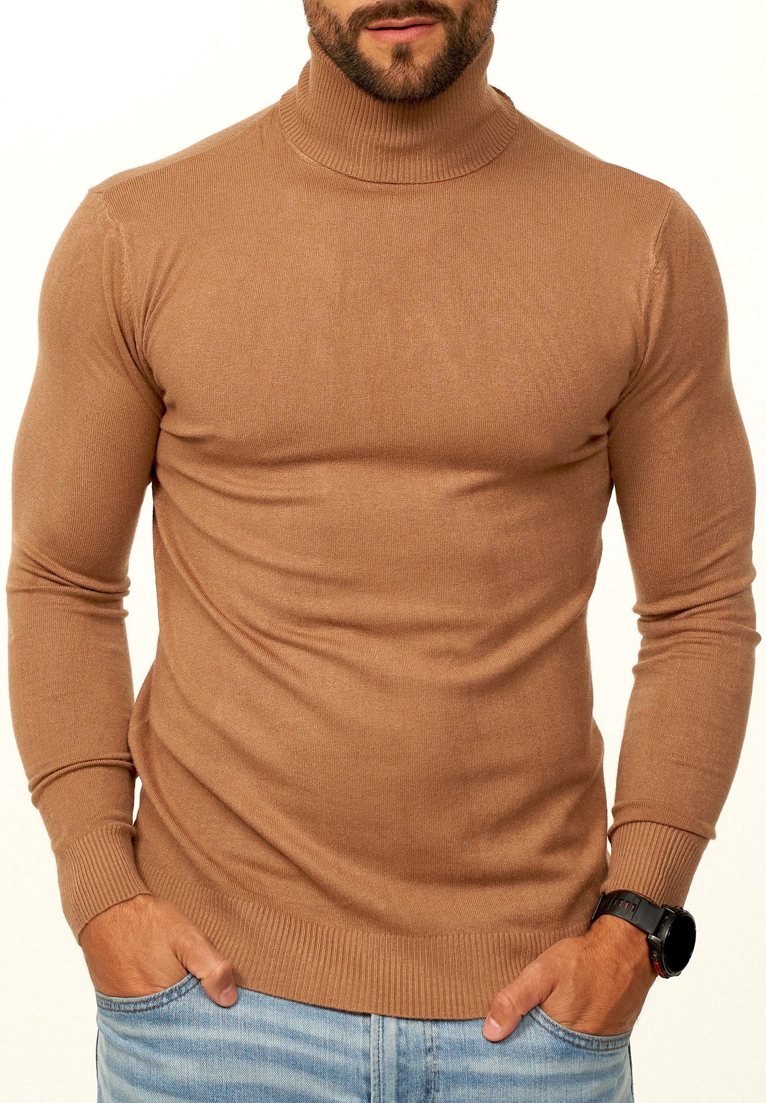 DAILY COTTON Rollkragenpullover als Feinstrick Pulli in Slim Fit für Herren günstig online kaufen