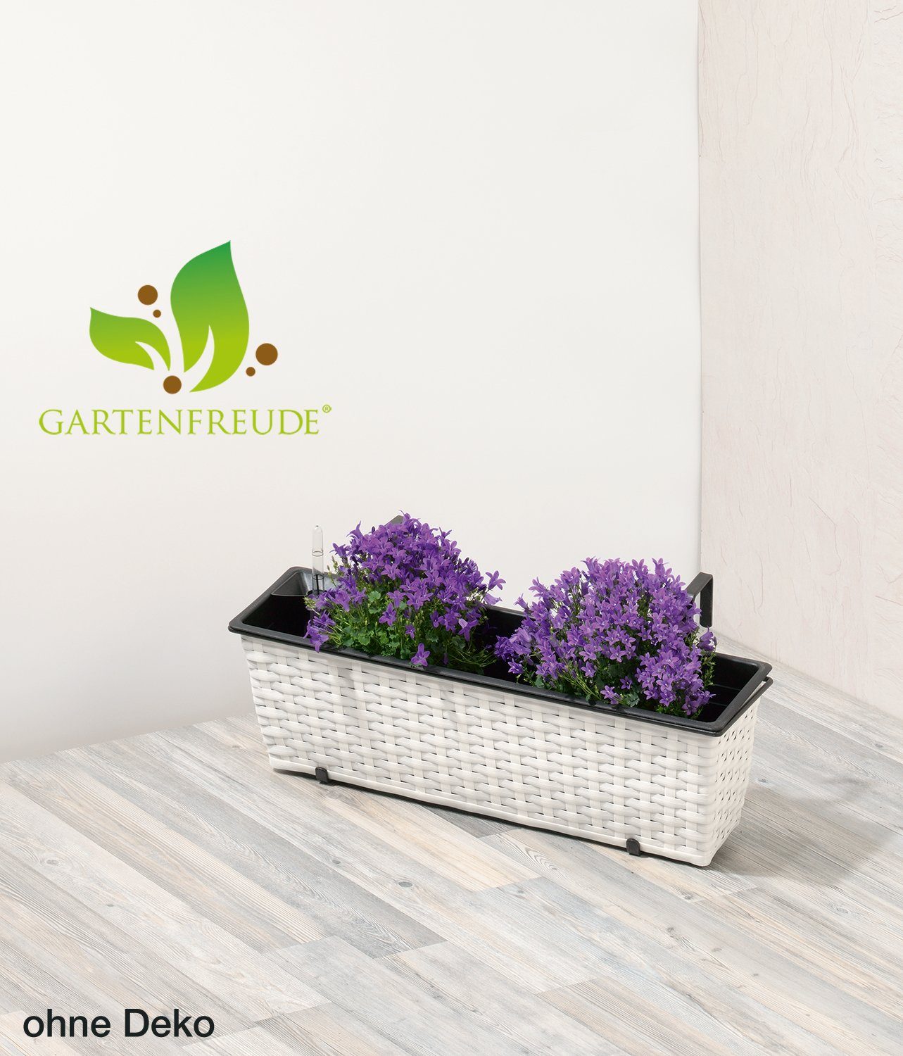 Blumenkasten mit Gartenfreude Balkonkasten Pflanzgefäß Bewässerungssystem Weiß