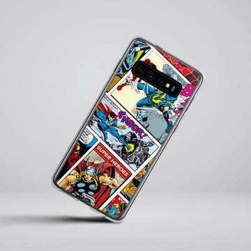 DeinDesign Handyhülle Marvel Retro Comic Blue, Samsung Galaxy S10 Silikon Hülle Bumper Case Handy Schutzhülle