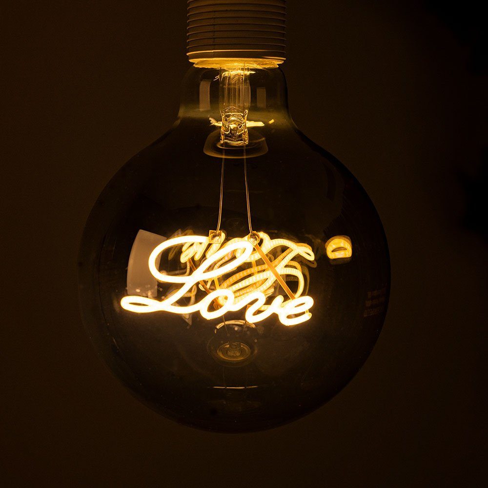 etc-shop LED-Leuchtmittel, Glühbirne Love E27 LED Vintage groß Glühfadenlampe, Love Schriftzug