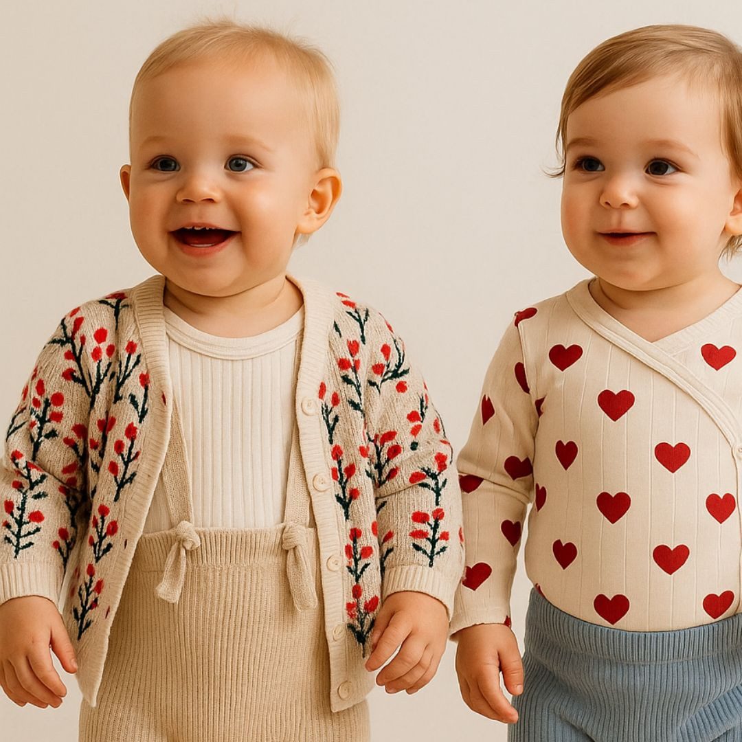suebidou Cardigan Süße Strickjacke aus Baumwolle mit Blumenmuster weich und bequem