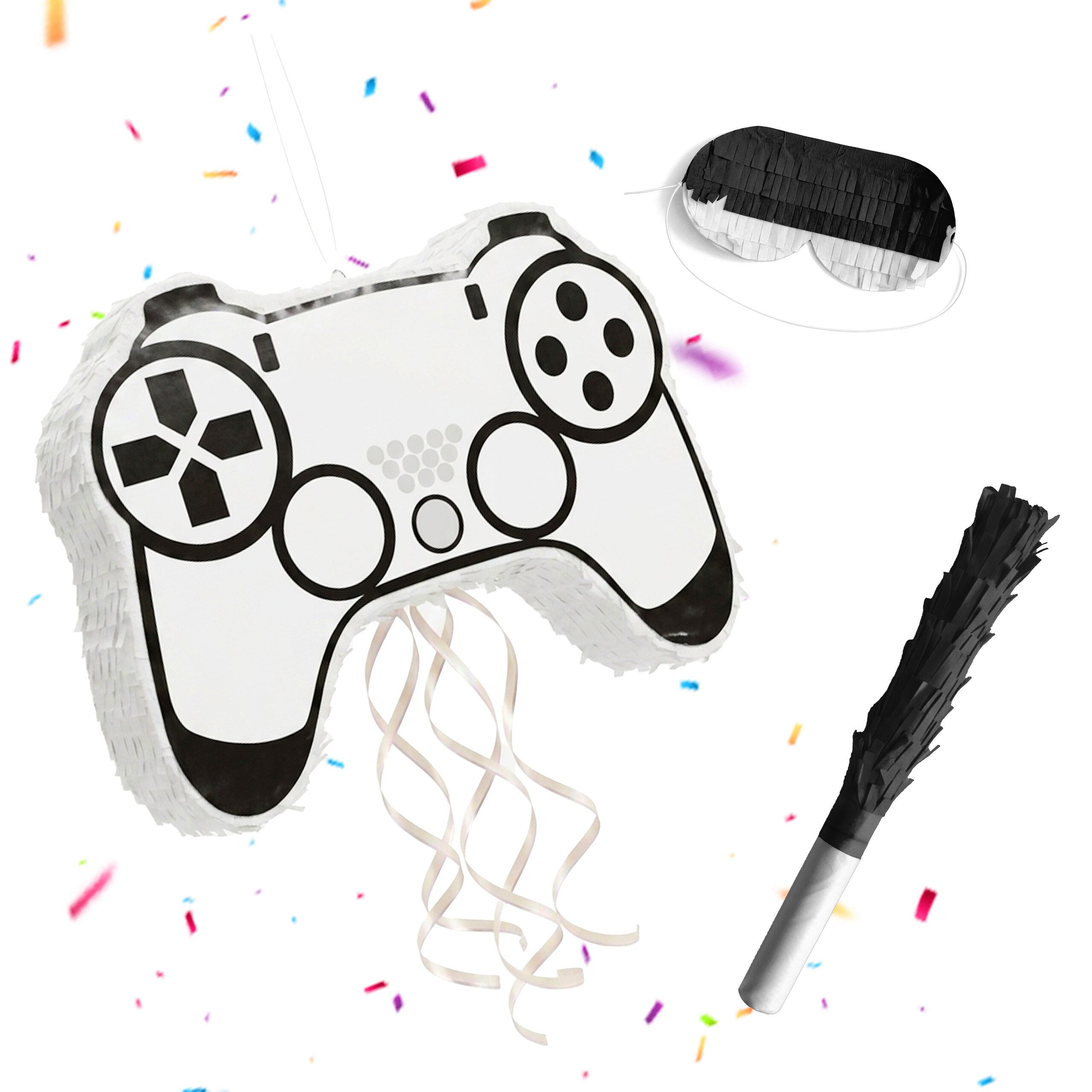 relaxdays Pinata Set mit Stab & Maske, Controller weiß