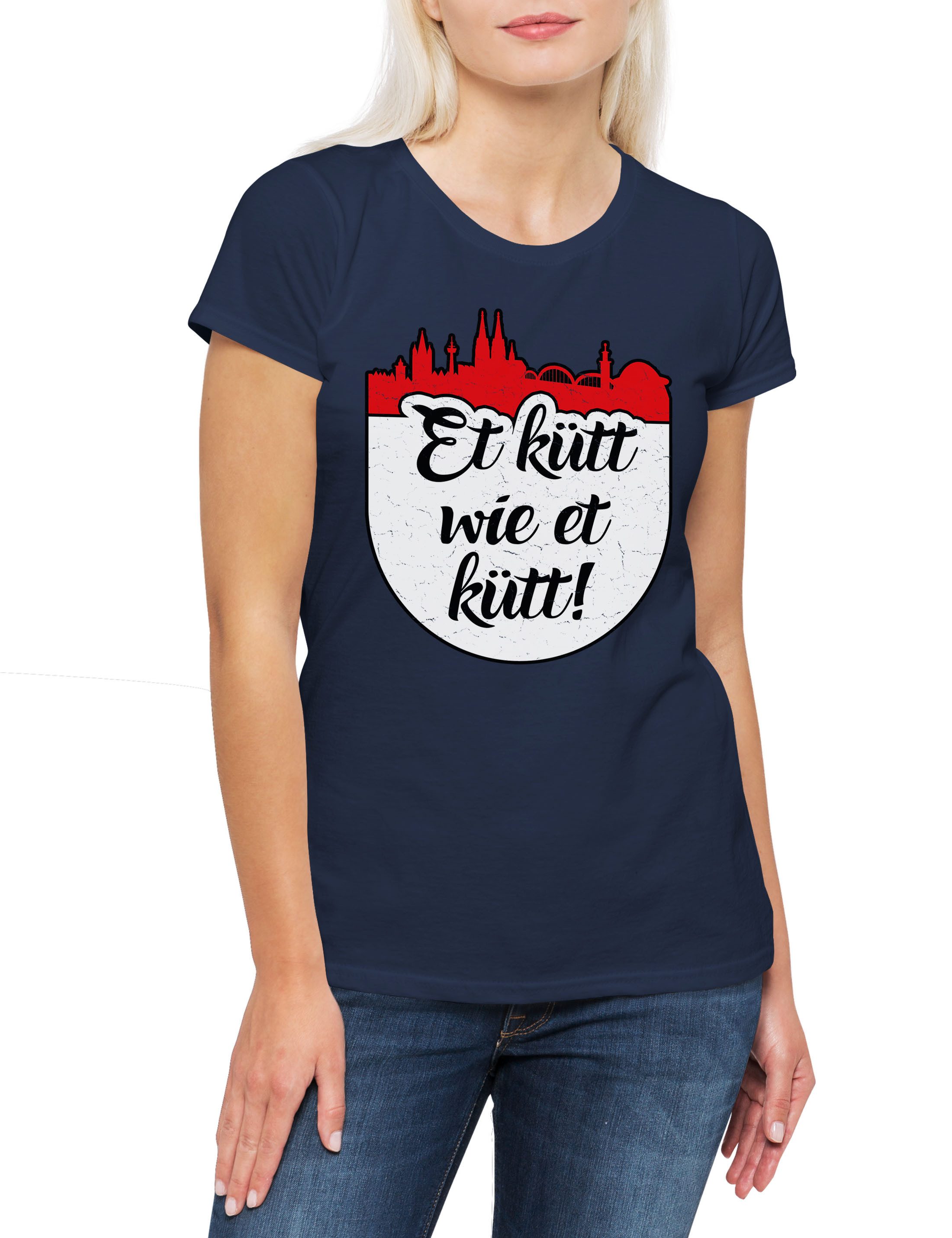 Print-Shirt Et Kütt Wie Et Kütt Damen T-Shirt Kölle Köln Motto