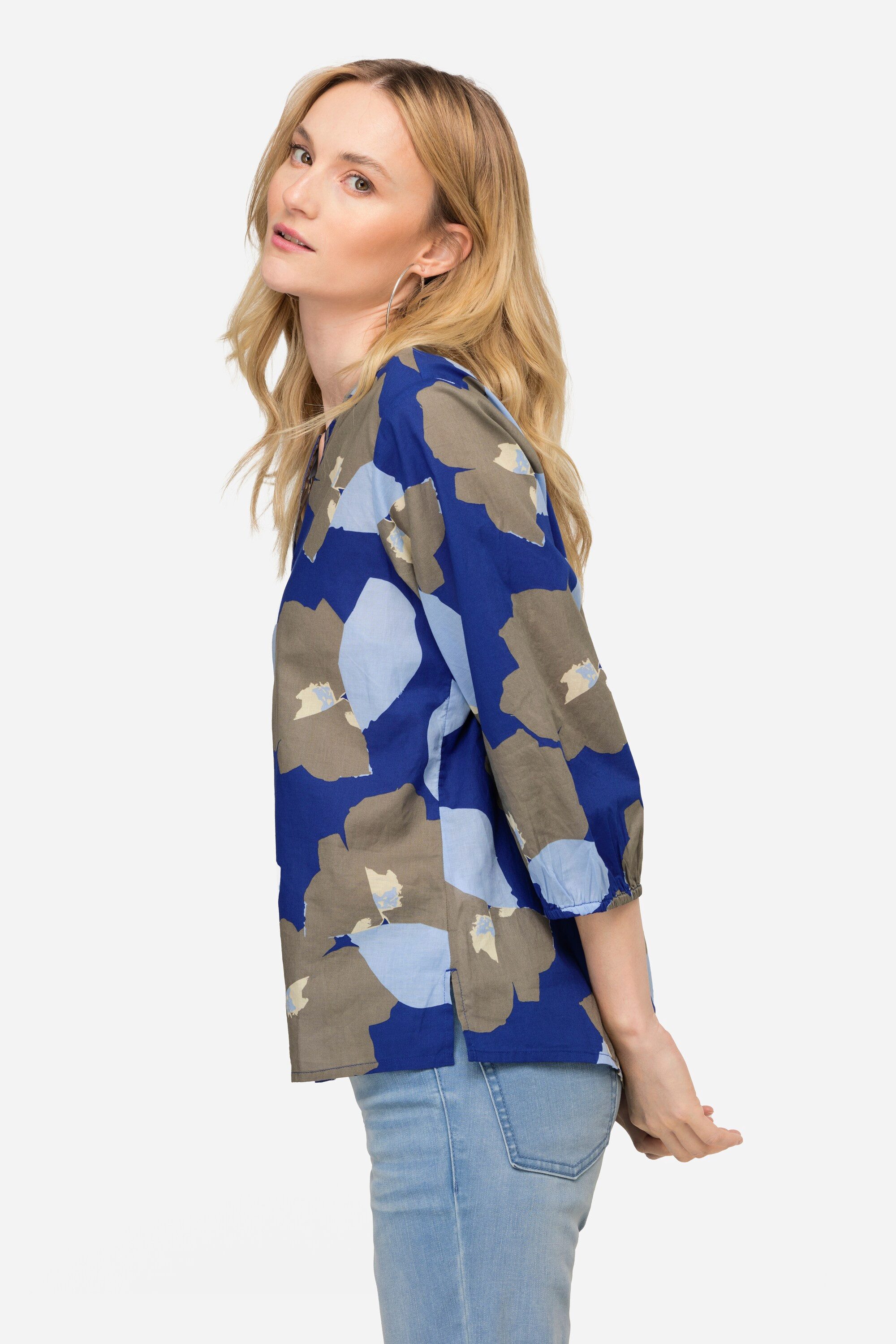 Laurasøn Tunika Bluse Blüten Print 3/4-Ärmel