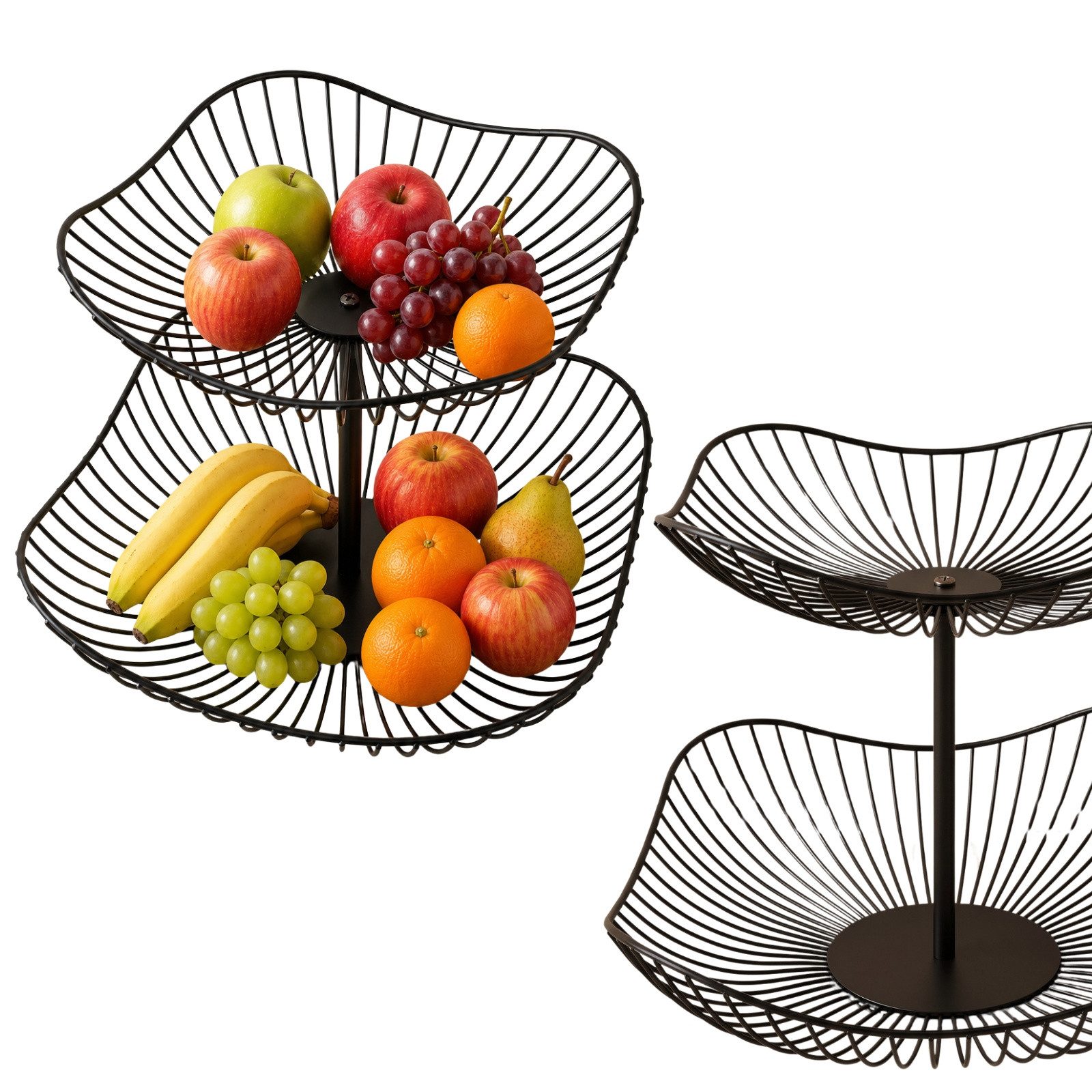 AROMELIO Etagere Zweistöckige Metallfruchtplatte, 29 x 29 x 24 cm – Bild 2 von 2