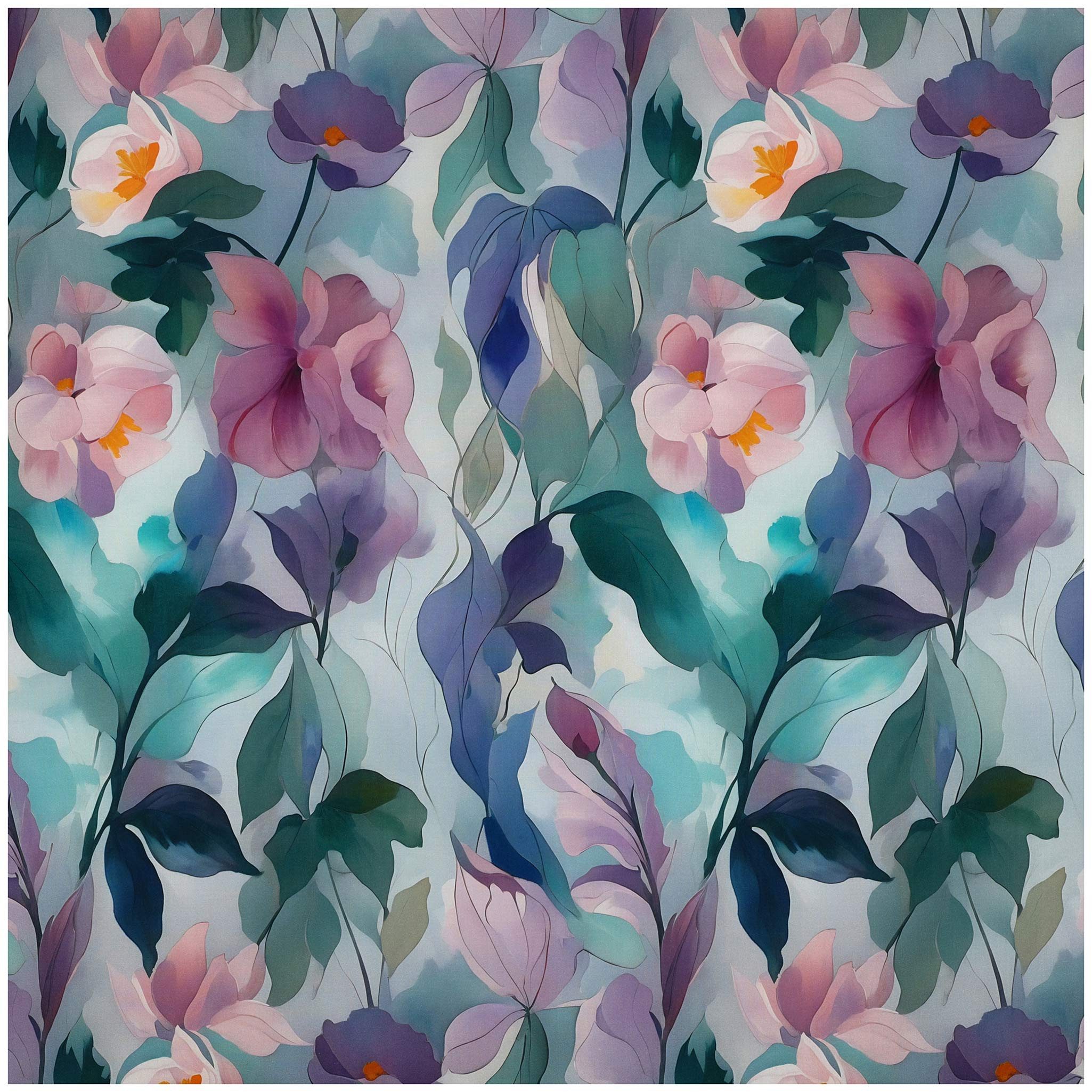 maDDma Stoff Viskosestoff Radiance Blumen ab 1 m x 140 cm Popeline Sommerstoff, Motiv 2