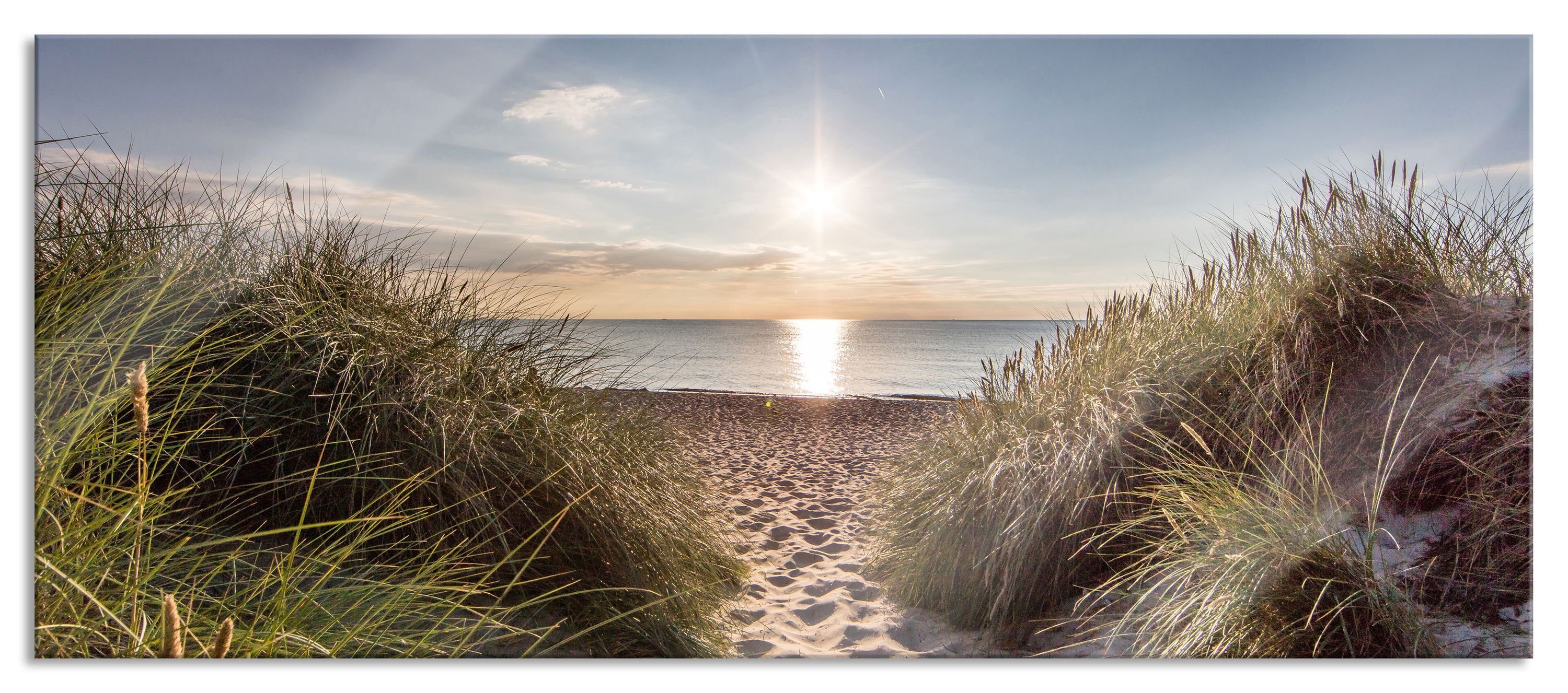 Pixxprint Glasbild der Weg ins Meer, der Weg ins Meer (1 St), Glasbild aus Echtglas, inkl. Aufhängungen und Abstandshalter