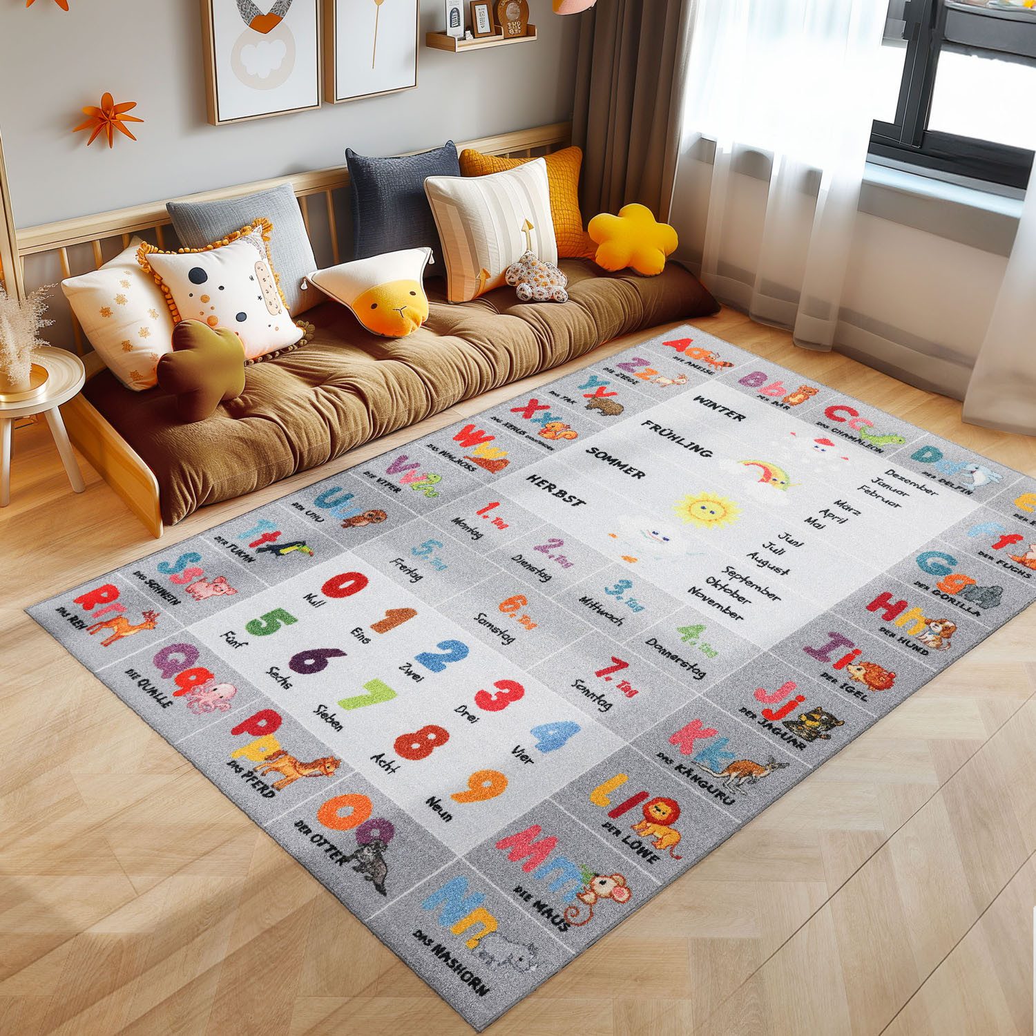 SIMPEX24 Teppich Alphabet Zahlen Tiere Design, günstig online kaufen