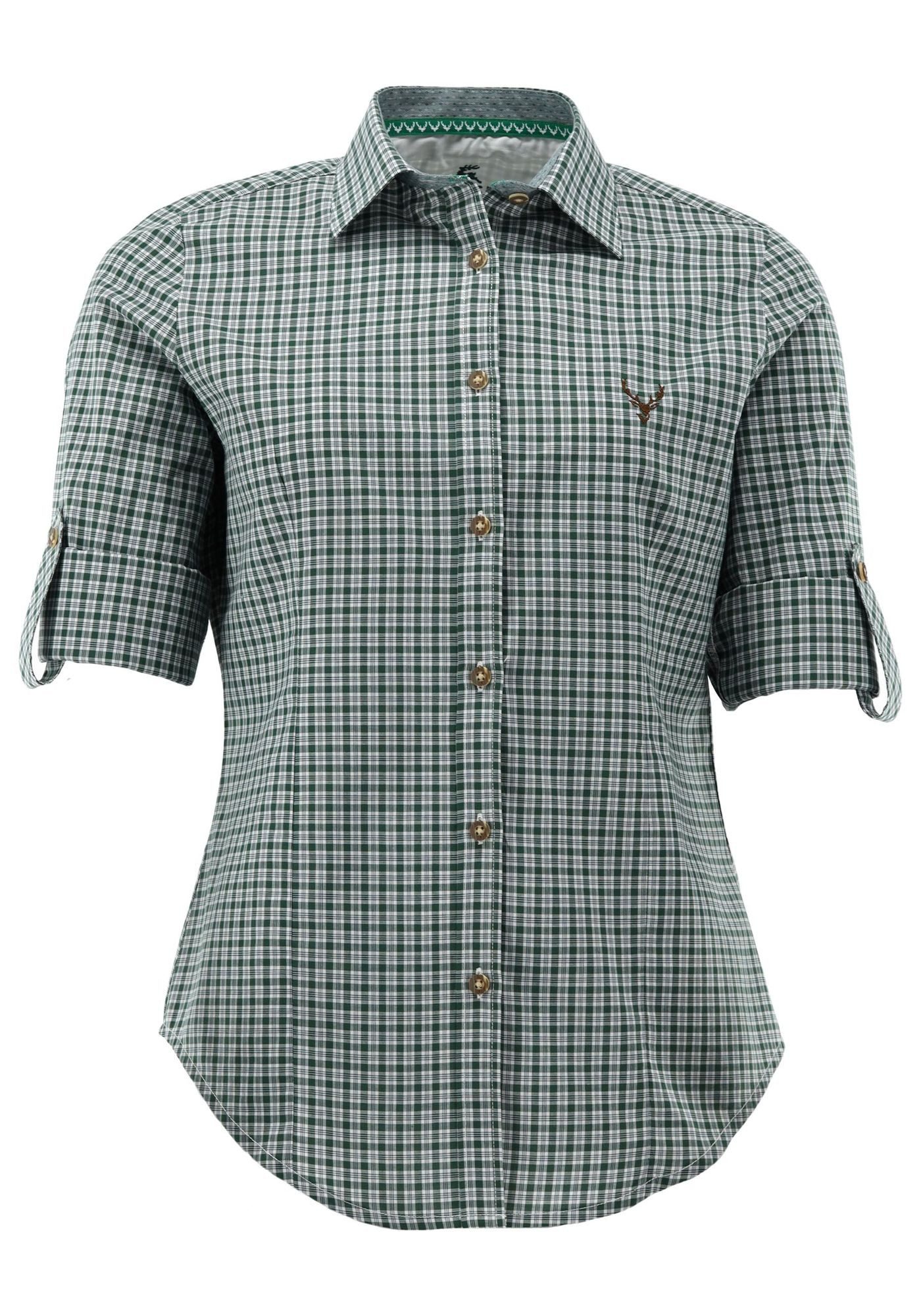 OS Trachten Trachtenbluse Prami Langarmbluse mit Hirsch-Stickerei auf der B günstig online kaufen