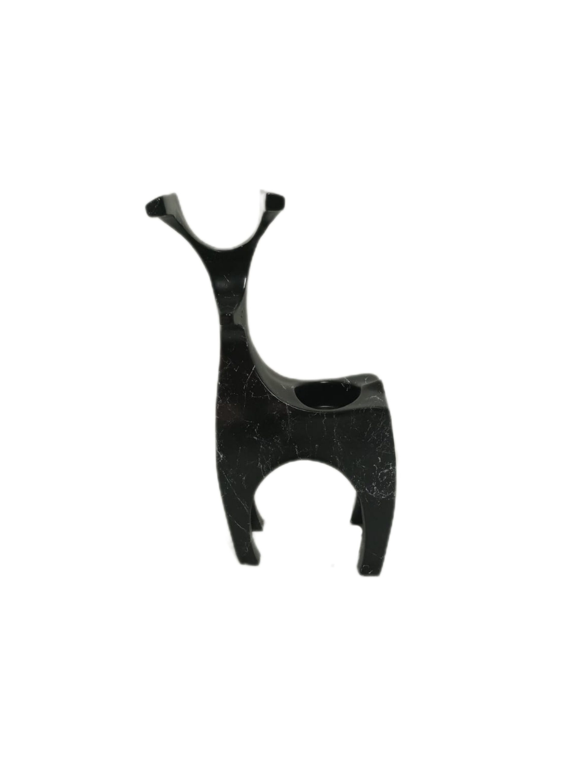 2er Dekofigur Marm, Skulptur Set Hirsch Polyresin moebel17 Kerzenständer Schwarz Dekofigur aus
