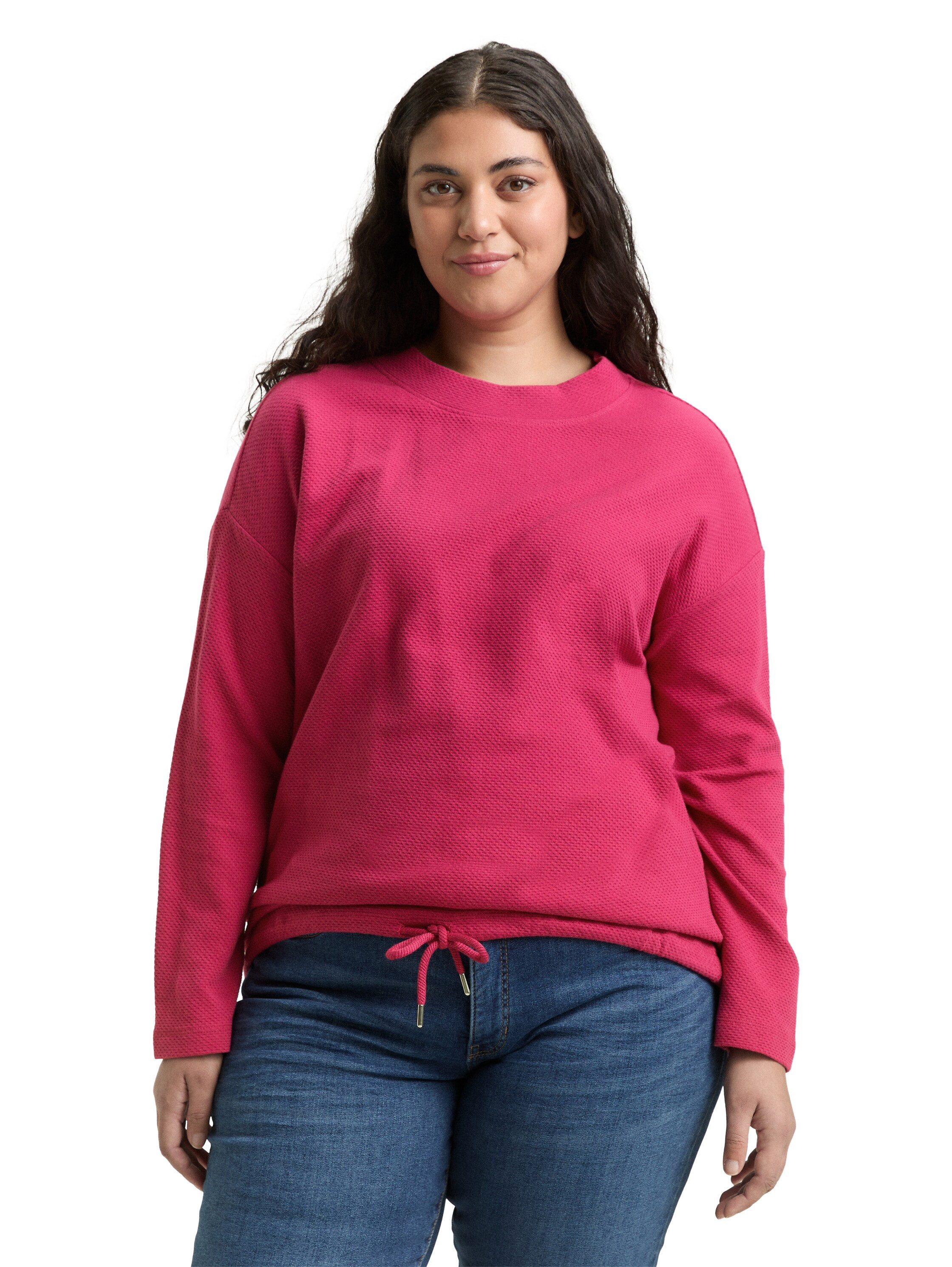 TOM TAILOR PLUS Sweatshirt mit Kordelzug am Saum