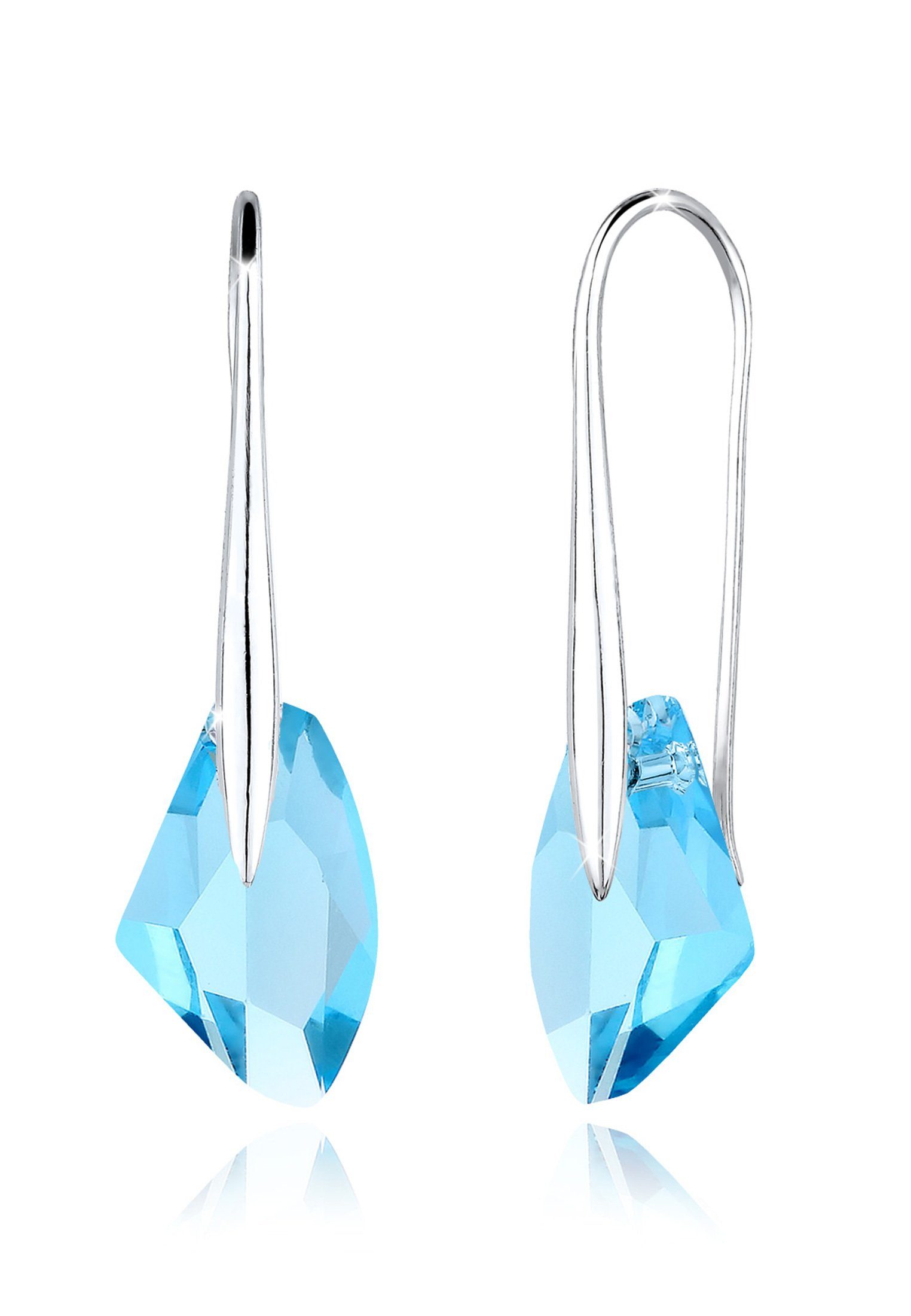 Elli Paar Ohrhänger mit Kristallen Luxuriös 925 Silber Hellblau