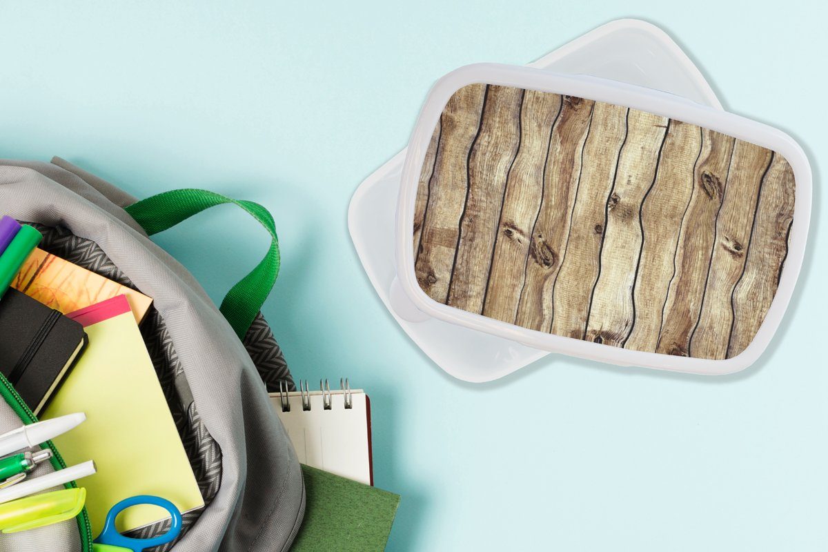 MuchoWow Lunchbox Mädchen Jungs - Kinder Regale für Rustikal, und Kunststoff, (2-tlg), weiß Brotbox für Holz und - Erwachsene, Brotdose