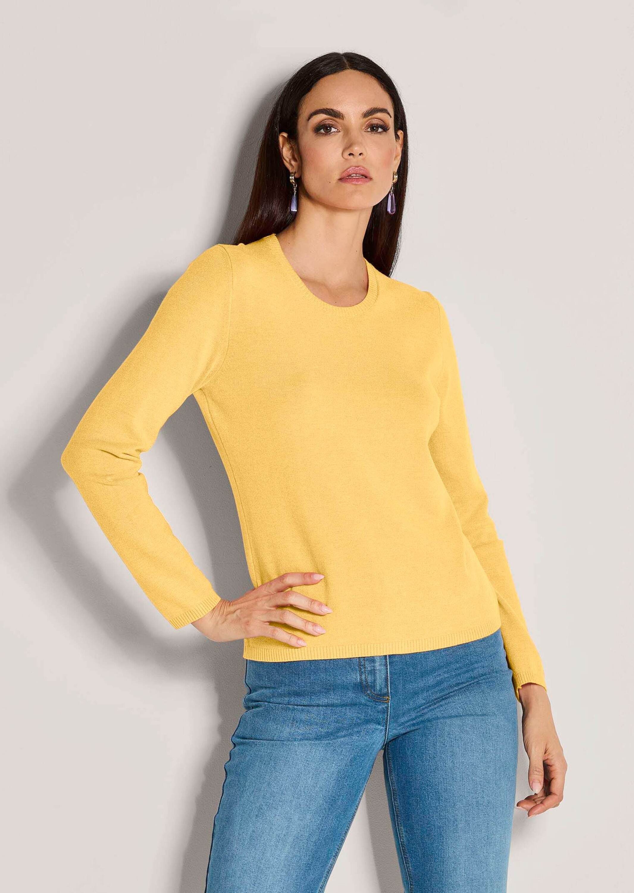 MADELEINE Strickpullover Leichtes Feinstrick-Oberteil mir Rundhals Modernes Longsleeve aus Modal, figurnaher Schnitt
