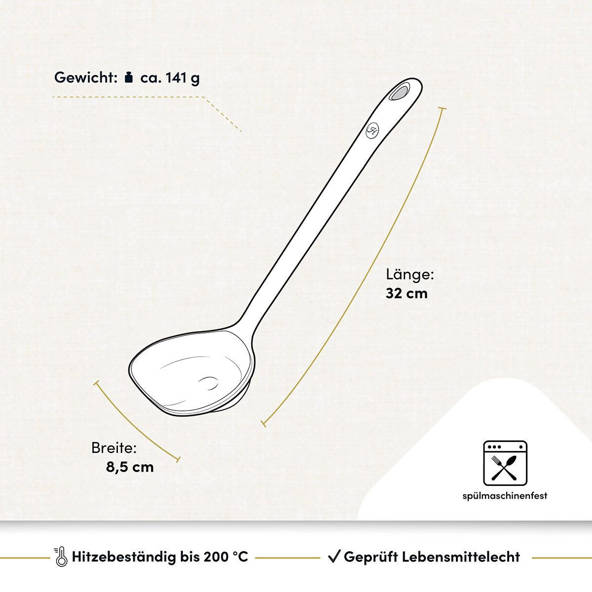 Hoffmann Germany Schöpfkelle Suppenkelle Silikon Edelstahl 32 cm anthrazit, 90 ml, (1-St) Edelstahlkern, flexible Lippe, 90 ml, spülmaschinenfest – Bild 3 von 5