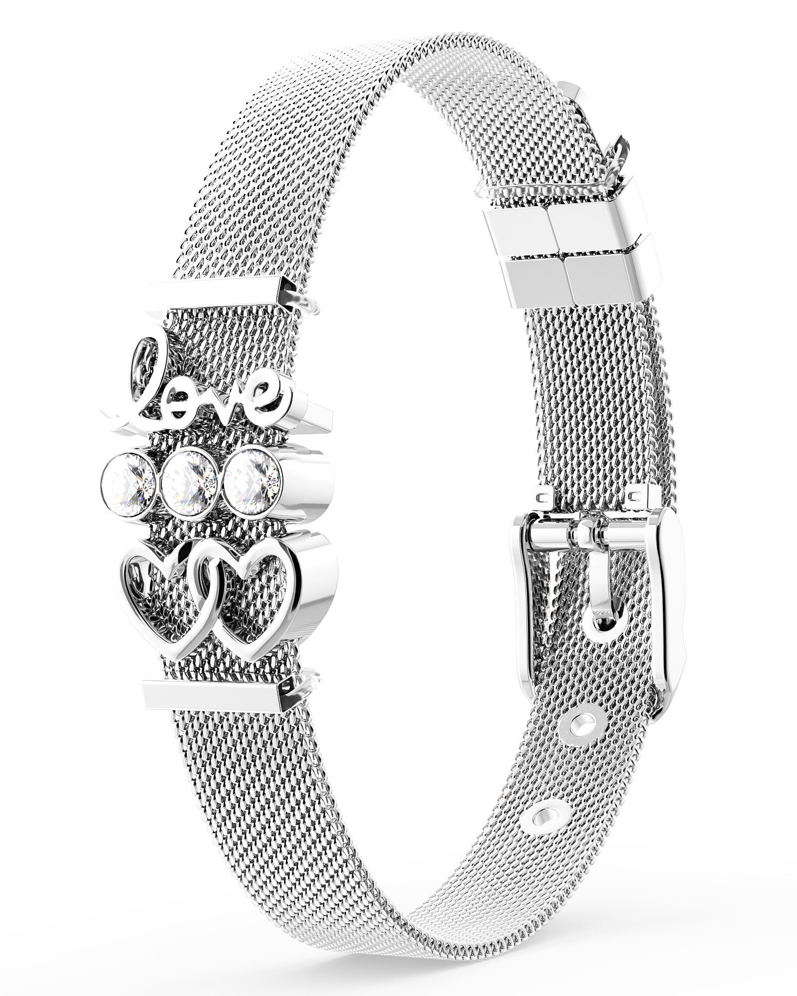 THIORA Charm-Armband Set Charmband Collection (Mesh Armband mit Charms, inkl. der im Hauptbild gezeigten Charms), Armband Set mit Anhängern Silber
