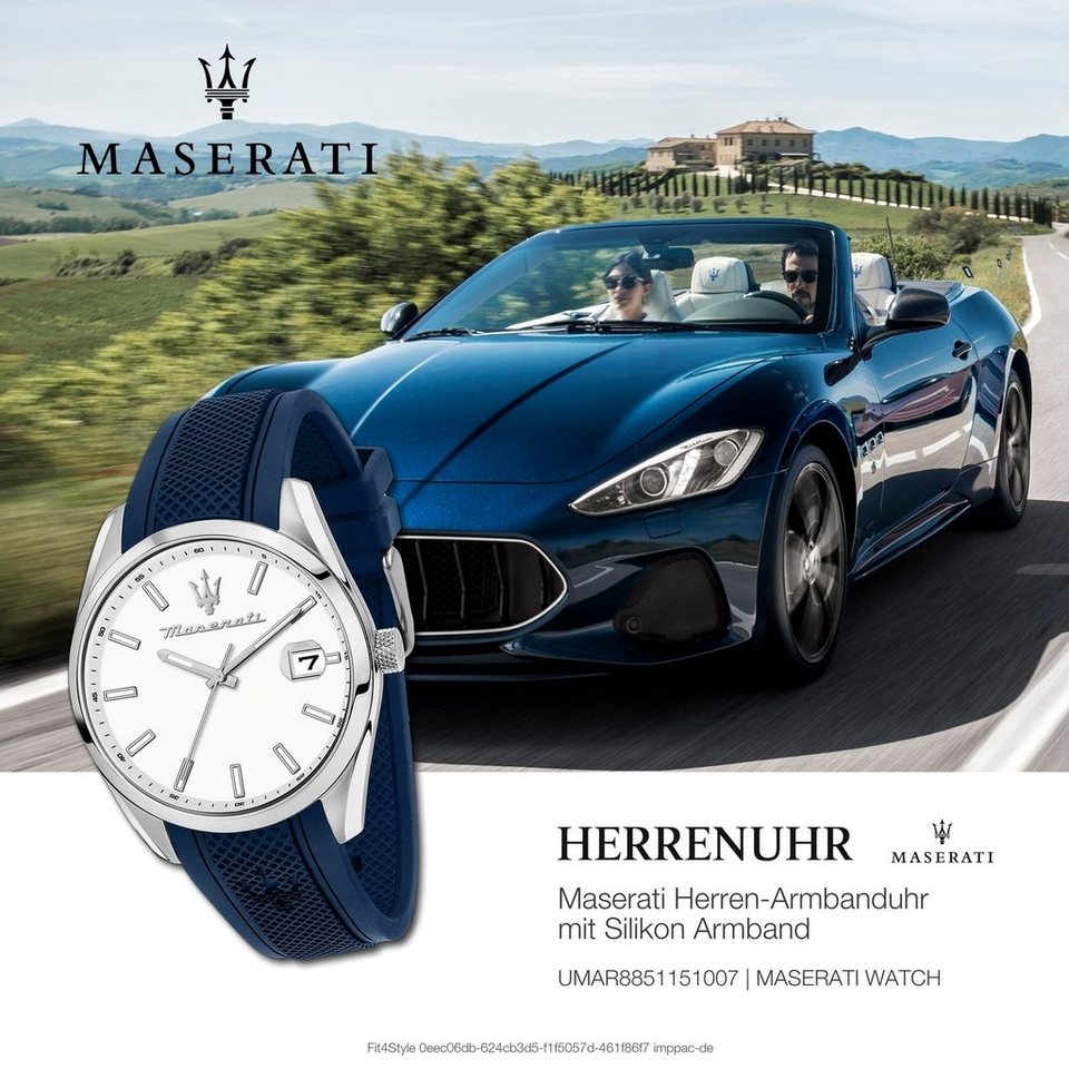 MASERATI Quarzuhr Attrazione Blau, Dornschließe