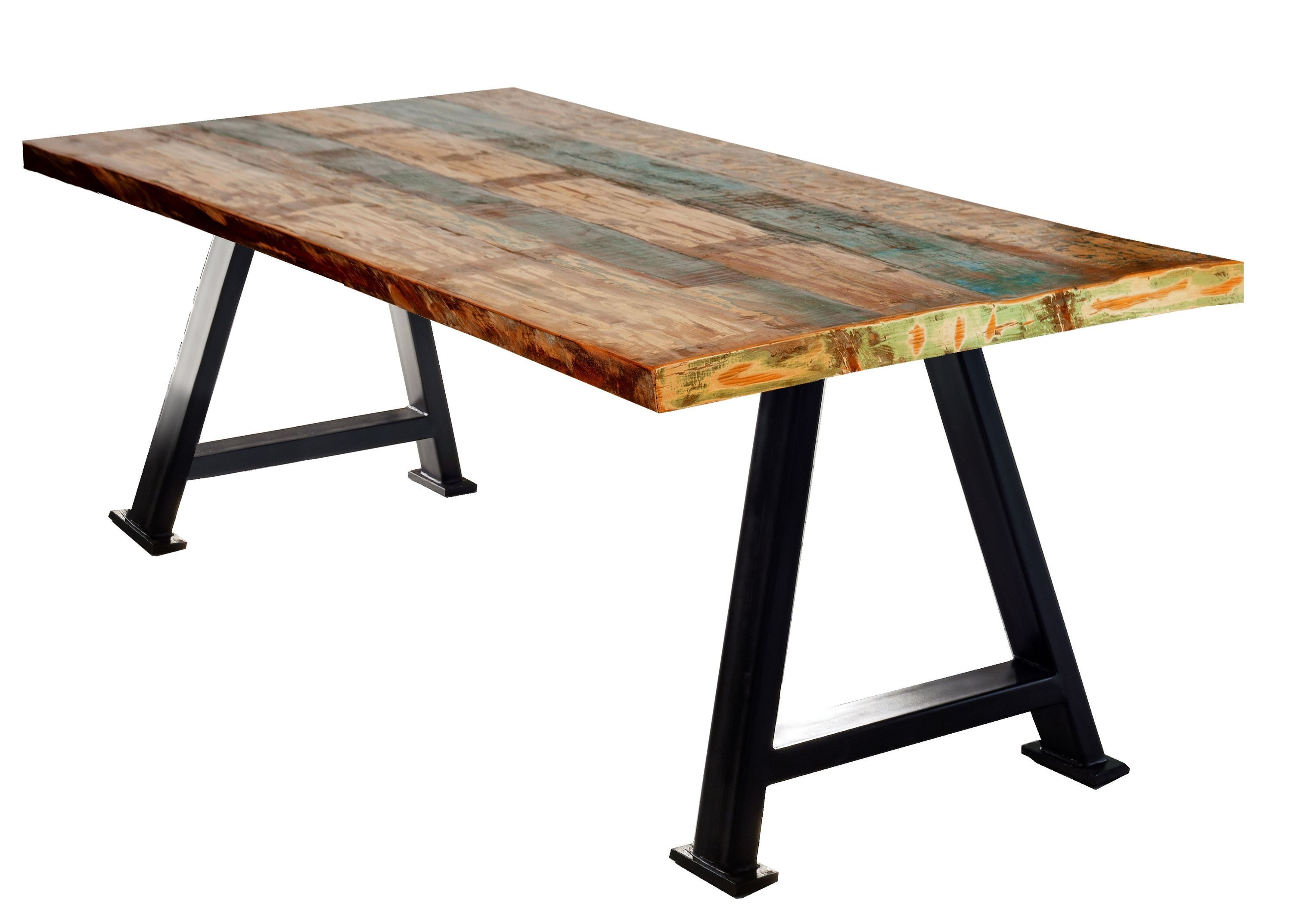 dynamic24 Esstisch, Tisch 220x100 cm Altholz mehrfarbig