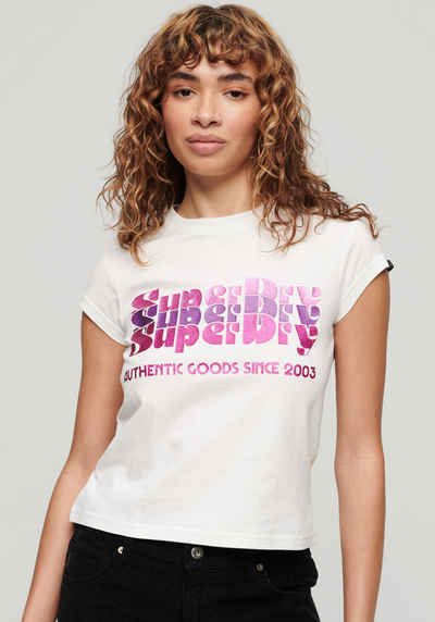 Superdry Kurzarmshirt RETRO GLITTER LOGO CAP SLV TEE