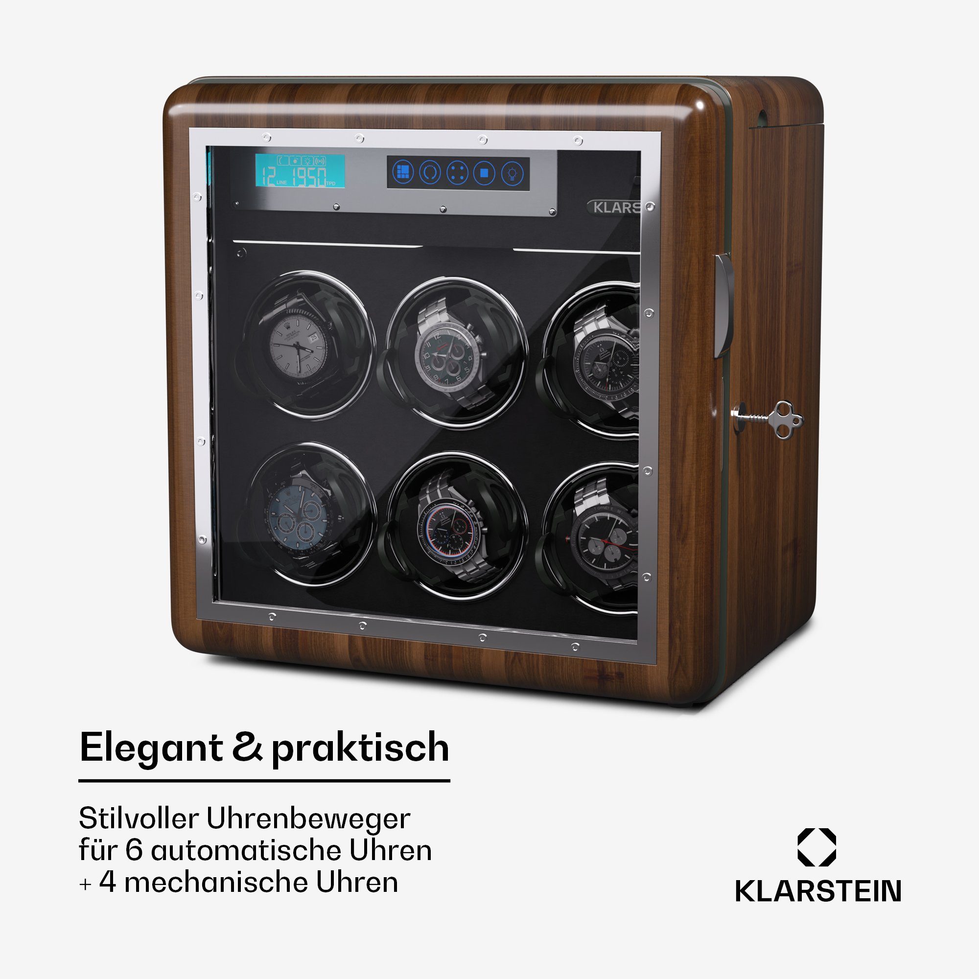 Klarstein Uhrenbeweger Valmont 6+4 Uhrenbeweger, Uhrenboxen Uhrenkasten Uhrenbeweger 10 Uhren