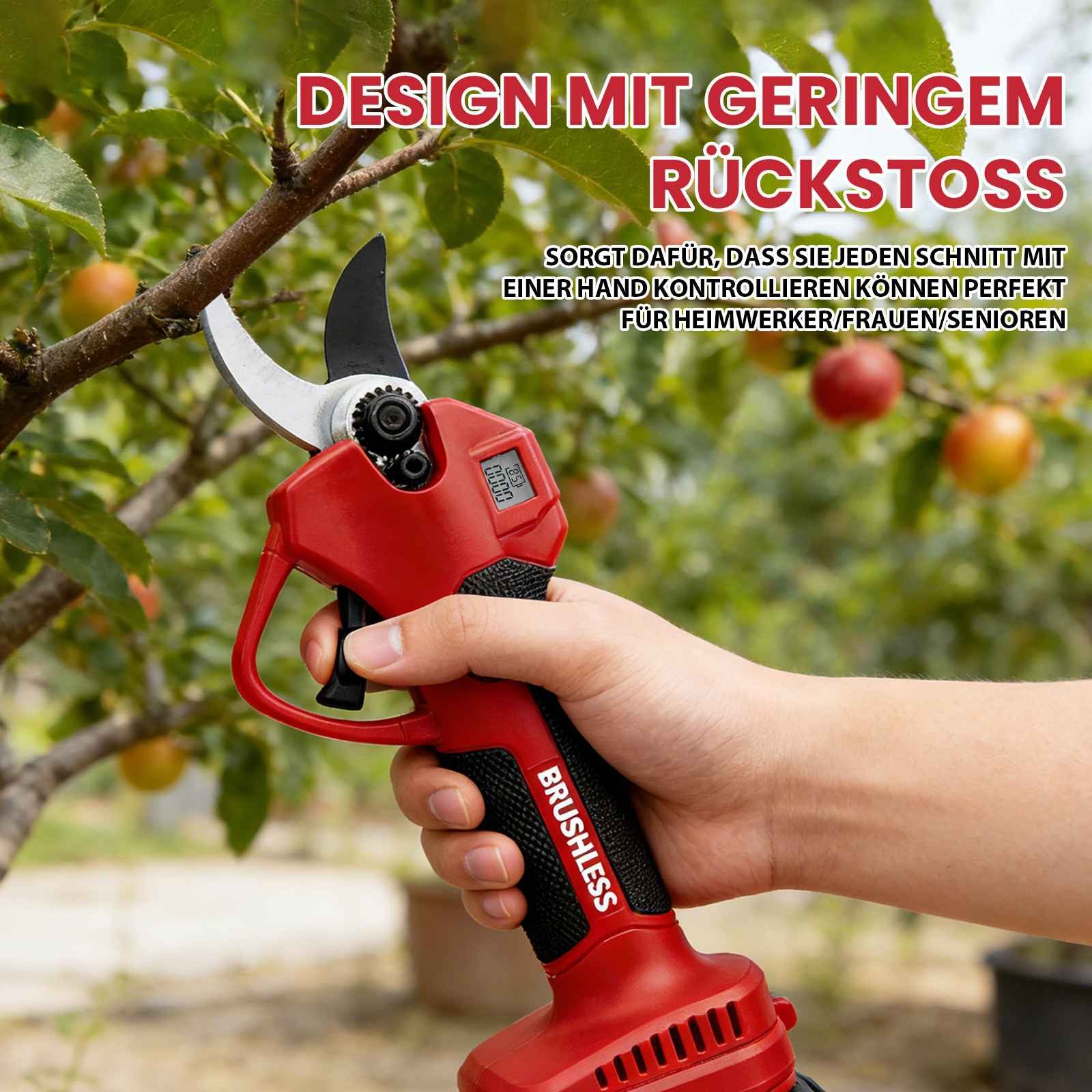 BBWL Akku-Astschere 300W mit wiederaufladbarem Akku, 3 Schnittgrößen 15-20-25mm, (leise, niedriges Rückschlagdesign), ideal für Garten, Hecken und Sträucher – Bild 4 von 5