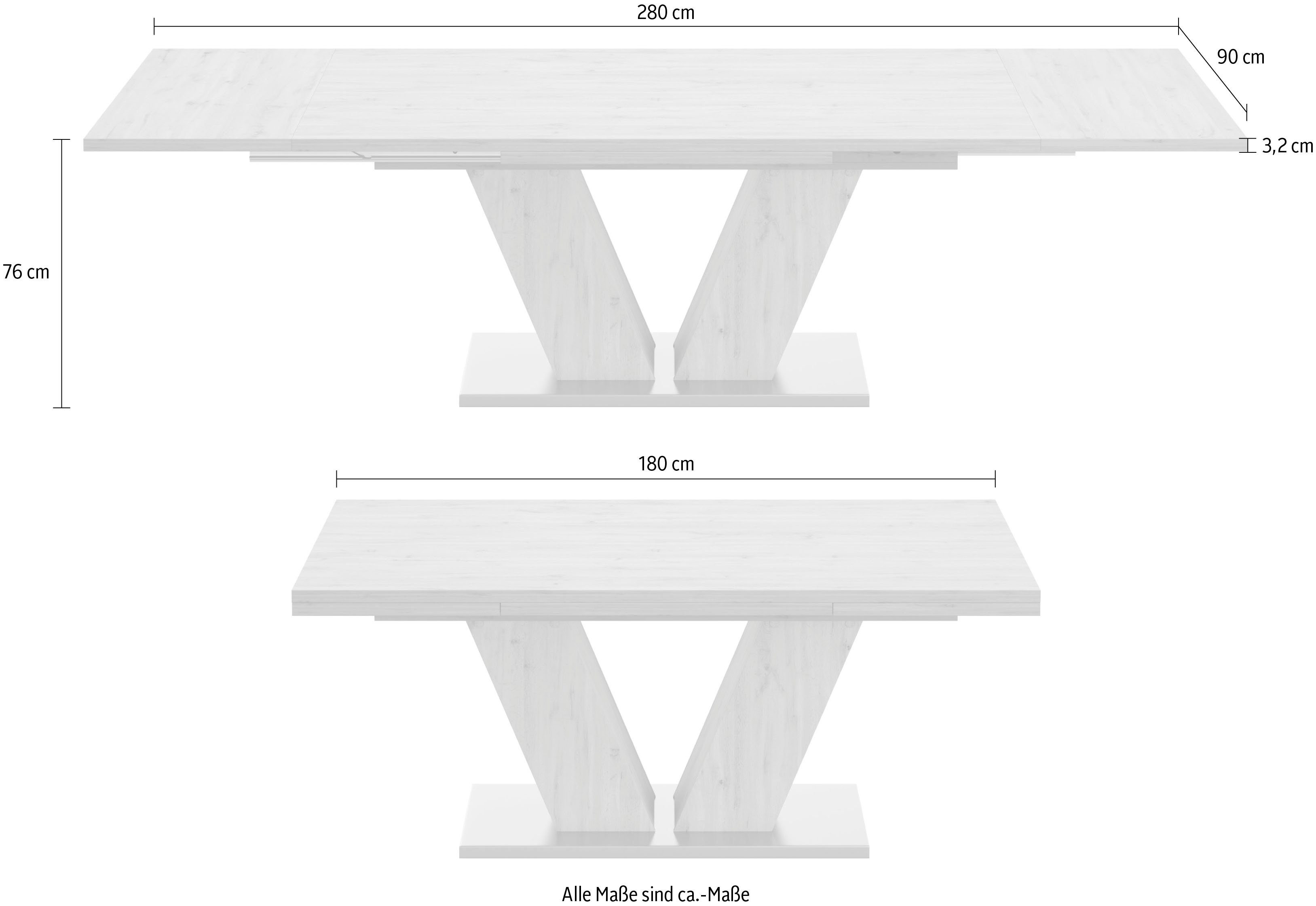 cm Auszugsfunktion, Breite D, in Komfort V-Gestell graphit/asteichefarben und graphit mit 180-280 Esstisch mit Mäusbacher