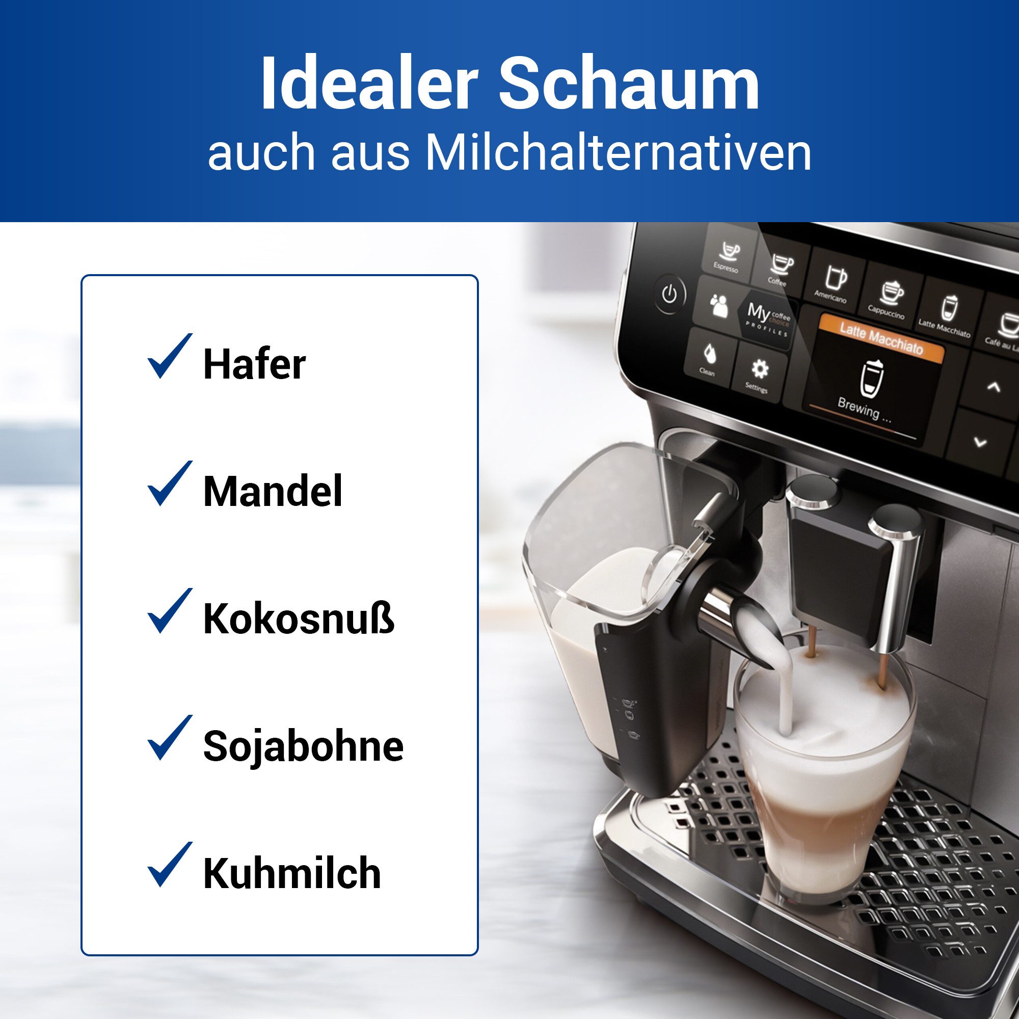Philips Milchbehälter Milchkaraffe Philips 421945016211, mit Deckel und Halterung für Kaffeemaschine