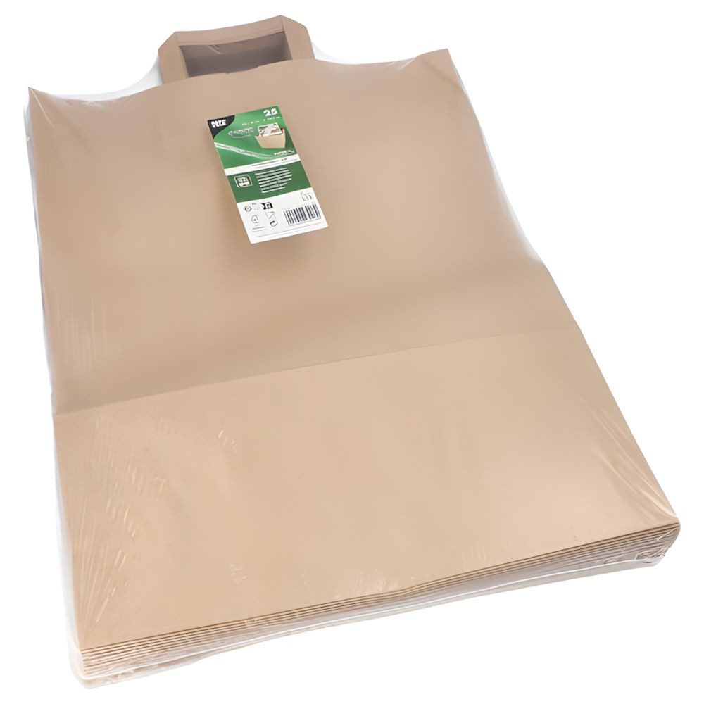 PAPSTAR Tragetasche 100 x Tragetaschen Papier XXL 33 x 37 x 34,5 cm braun mit Tragegriff