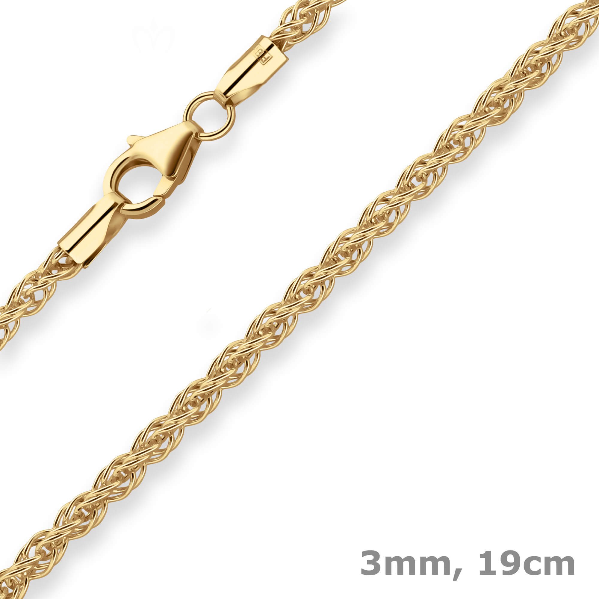 Goldarmband 3mm Armband Fantasiekette aus 375 Gelbgold 19cm