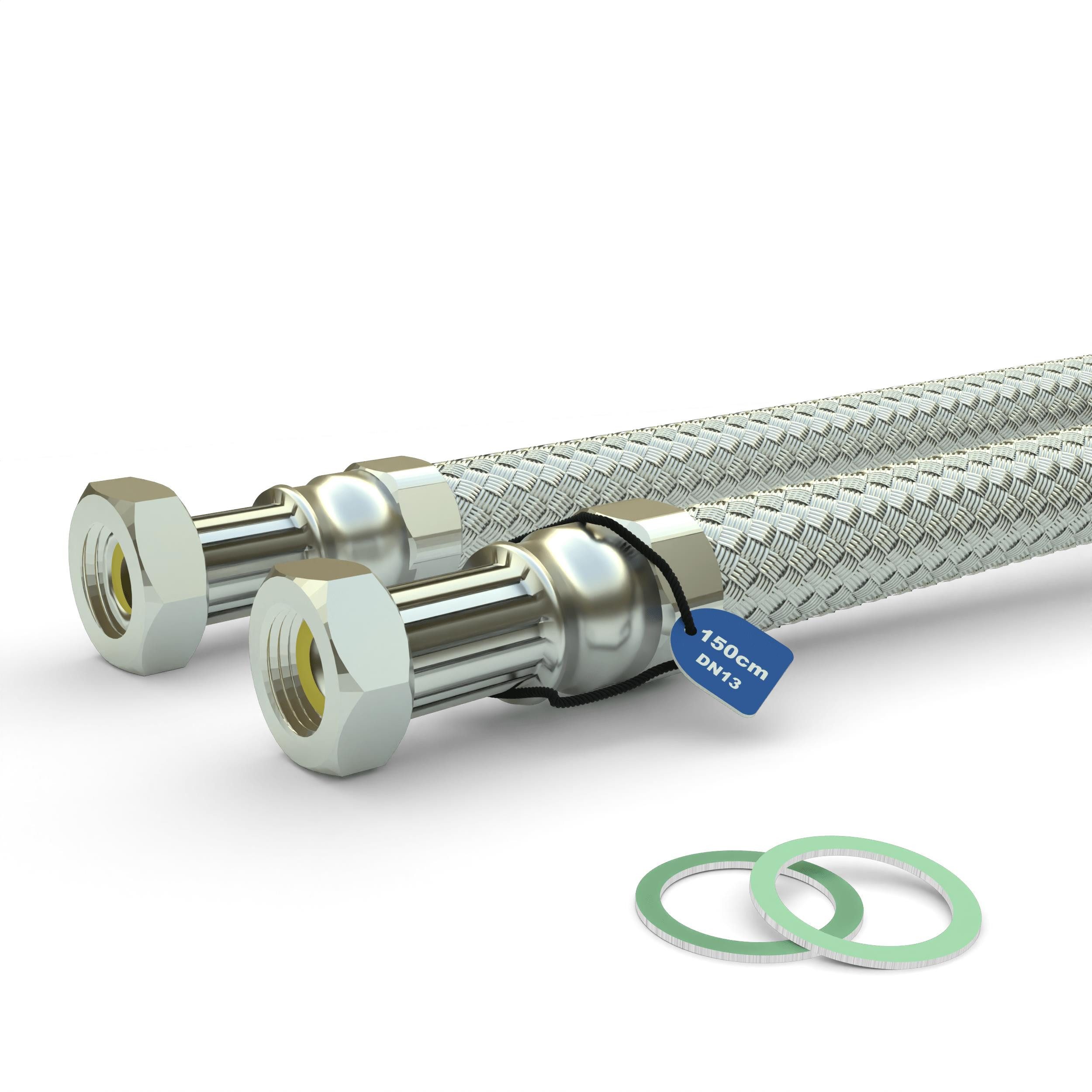 Aquintos Wasseraufbereitung Flexschlauch Panzerschlauch DN13 - 3/4" ÜM x 3/4" ÜM 150cm HDPE, Trinkwasser - Panzerschlauch