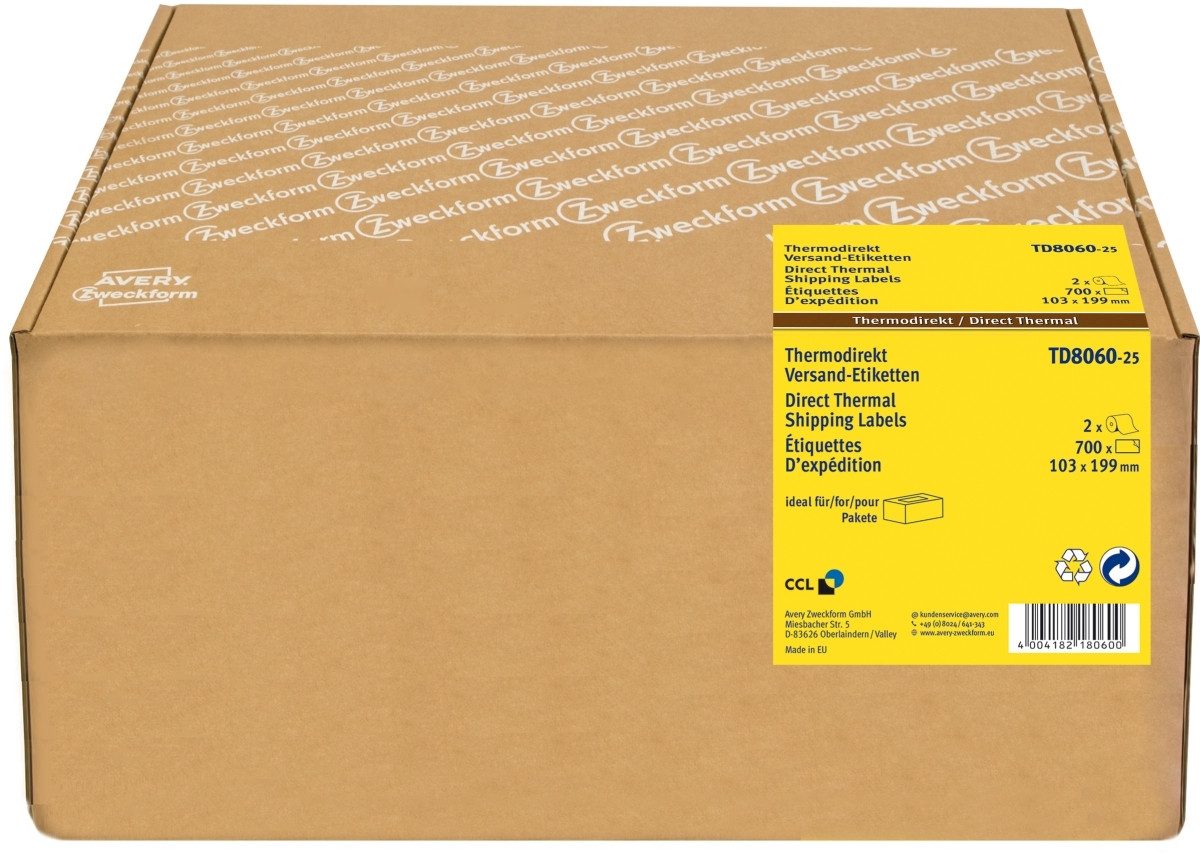 Etiketten Thermodirektetiketten 103x199mm weiß VE= 750 Stück