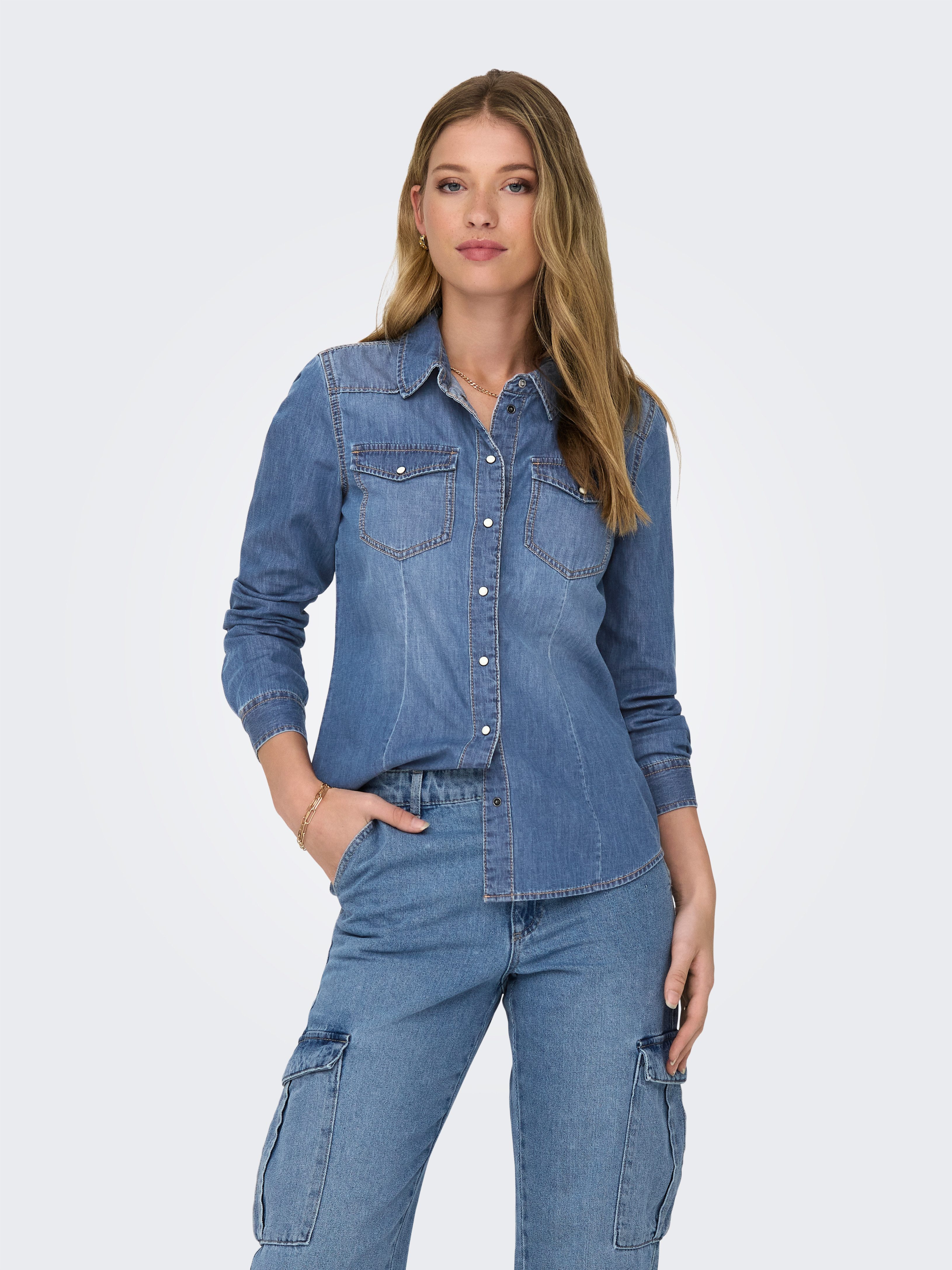 Jeansbluse ONLALEXA L/S DNM SHIRT FS NOOS