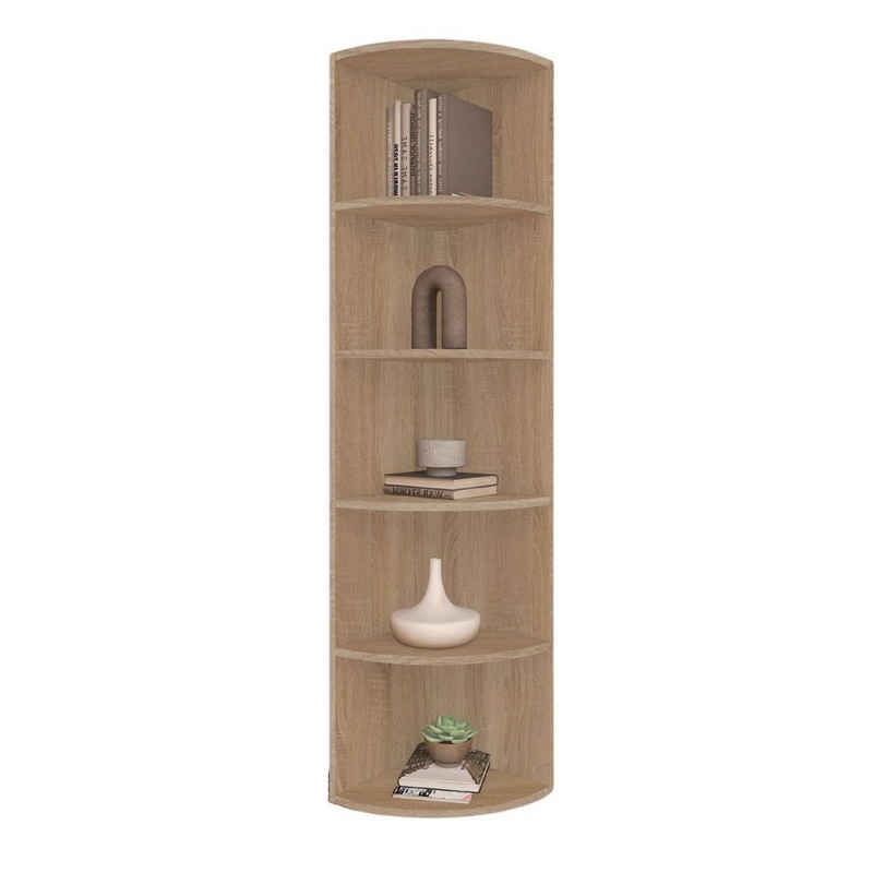 Coemo Standregal, Eckregal Corner 185 Natur 42x42x180 cm aus Holz MDF 5 Fächer