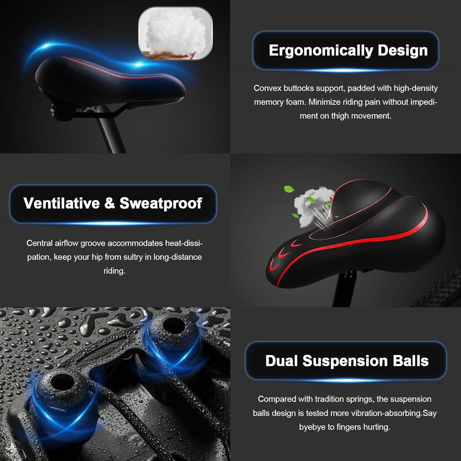 Forrlite Fahrradsattel Fahrradsattel Ergonomischer für Herren/Damen,Universeller Ersatzsattel (Universeller Ersatzsattel für Heimtrainer, MTB, E-Bike, Cityrad & Rennrad,Atmungsaktiv,mit Werkzeug, Mit wasserdichter Abdeckung), Wasserdicht Leder,mit überzug & Schraubenschlüssel