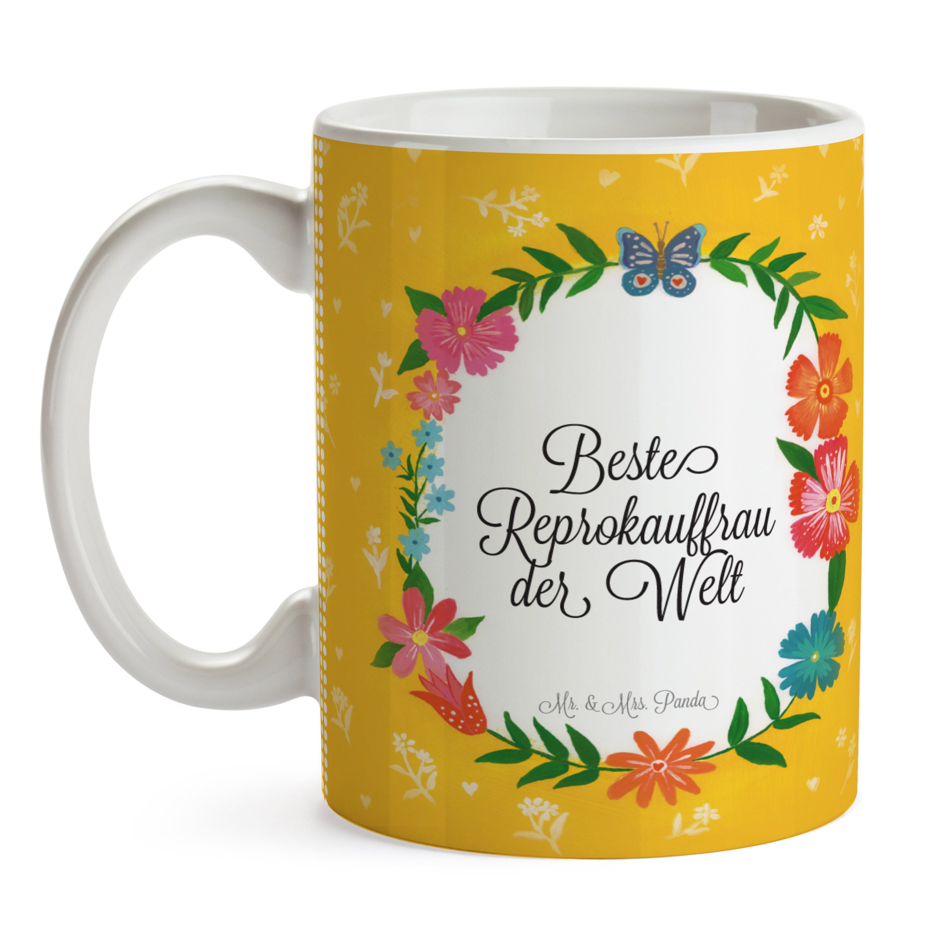 Büro, - Reprokauffrau Tasse Becher, Berufsschule, Keramik & Panda Geschenk, Mrs. Mr. Porzellantasse,