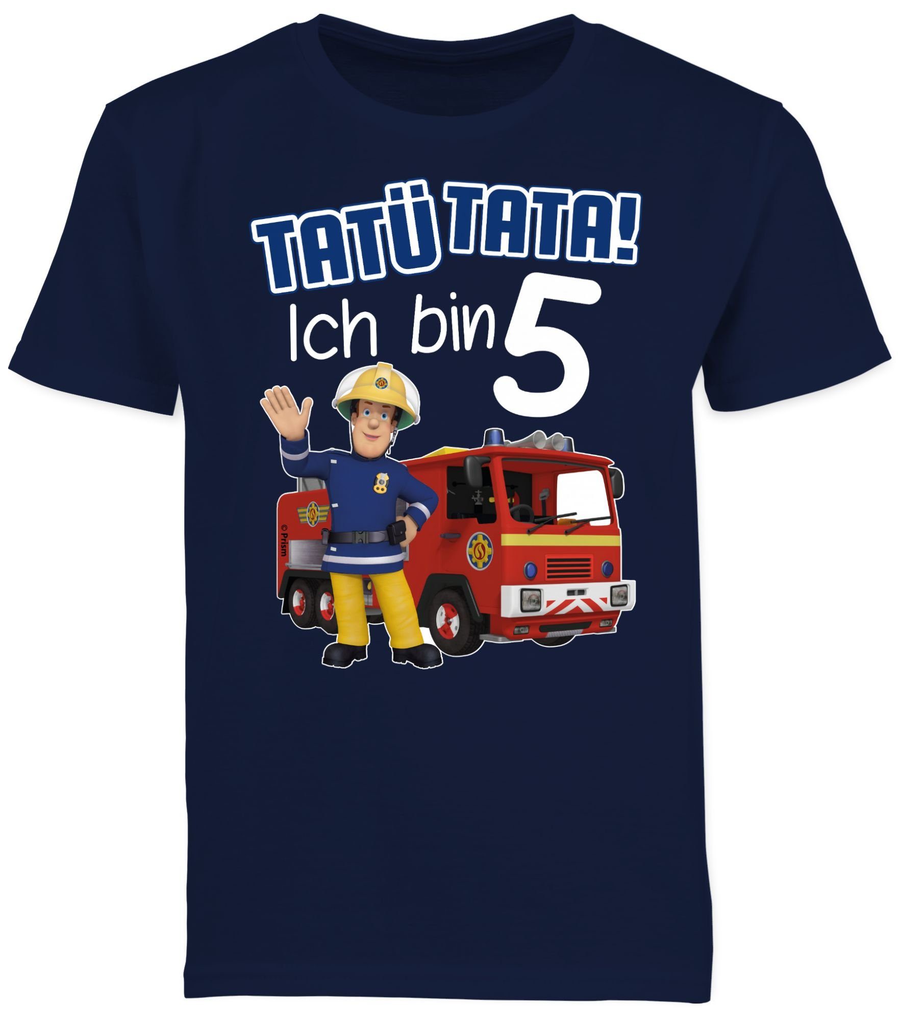 Shirtracer T-Shirt Tatü Tata! Ich bin 5 - blau (1-tlg) Feuerwehrmann Sam Jungen