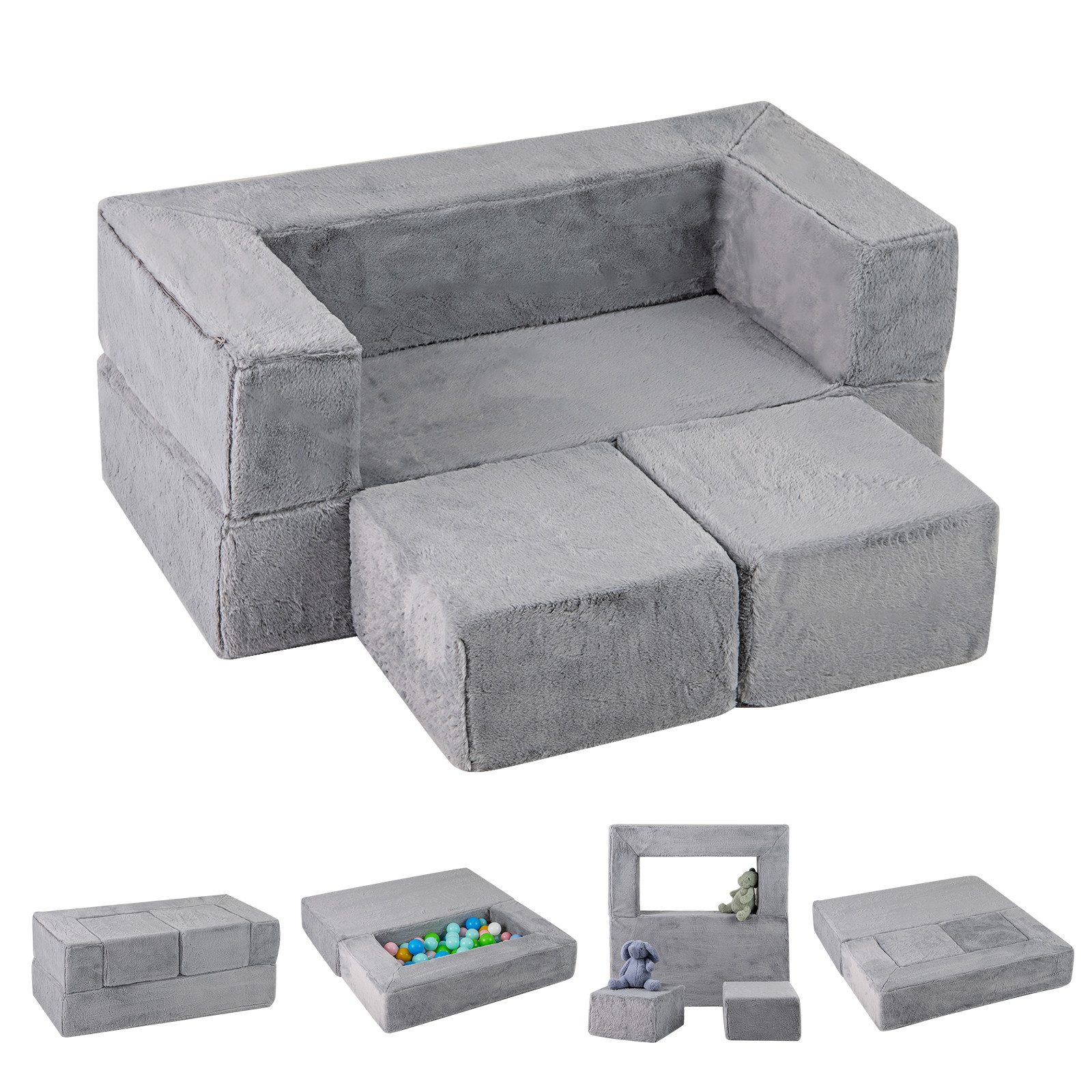 COSTWAY Kindersofa, Modulares Spielsofa für 2 günstig online kaufen