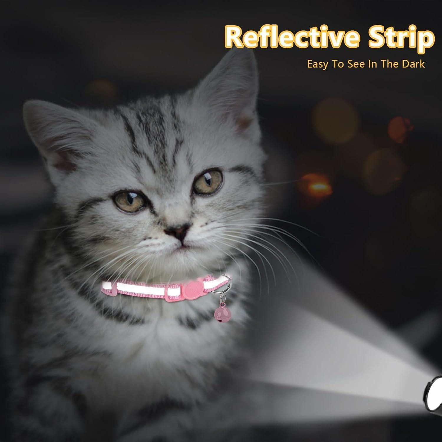 LuxusKollektion Katzen-Halsband Katzenhalsband reflektierend mit Glöckchen 2er Pack Rosa
