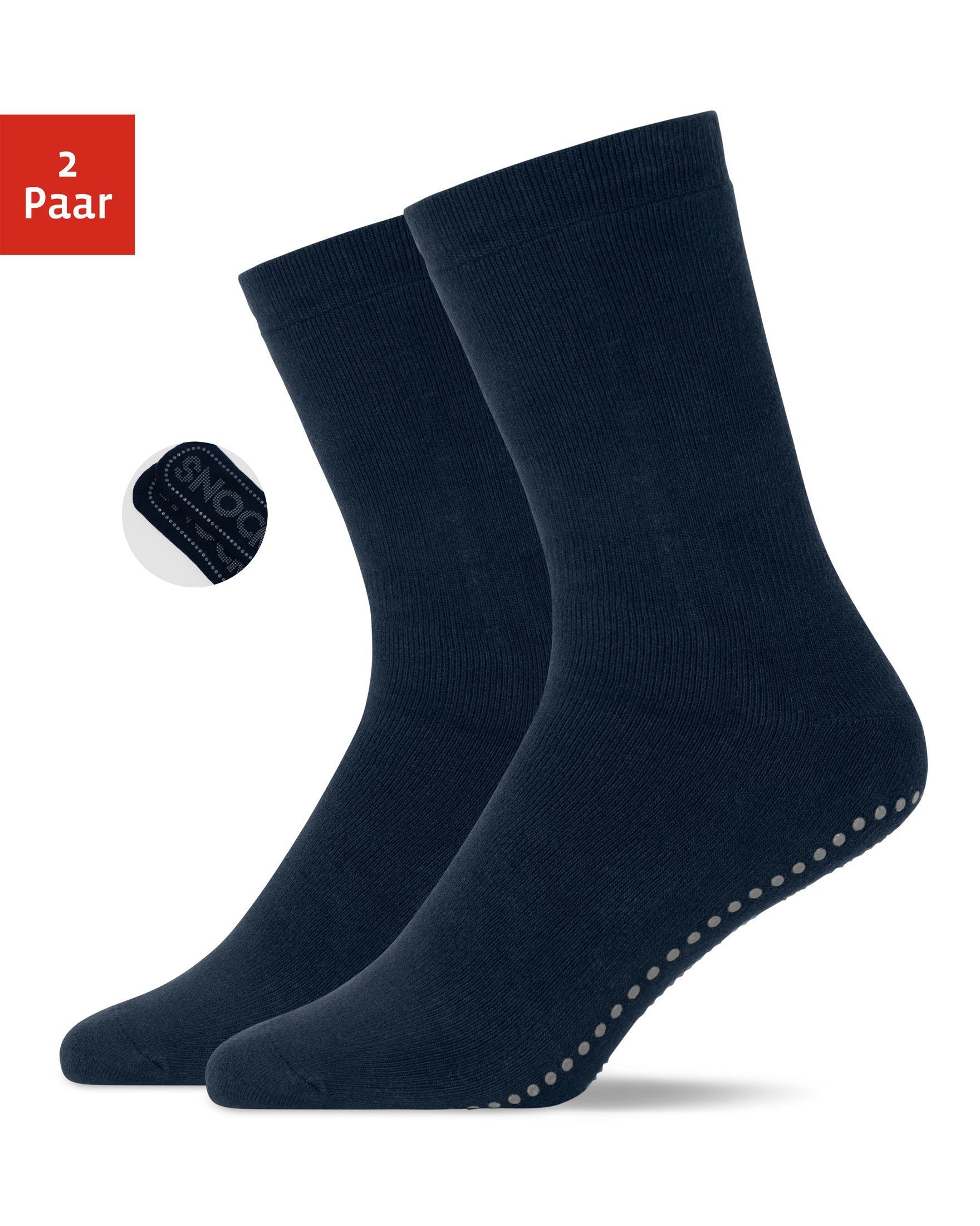 SNOCKS ABS-Socken Anti-Rutsch Socken Damen & Herren (2-Paar) aus Bio-Baumwolle, Anti-Rutsch-Noppen in süßem Design Blau (SNOCKS)