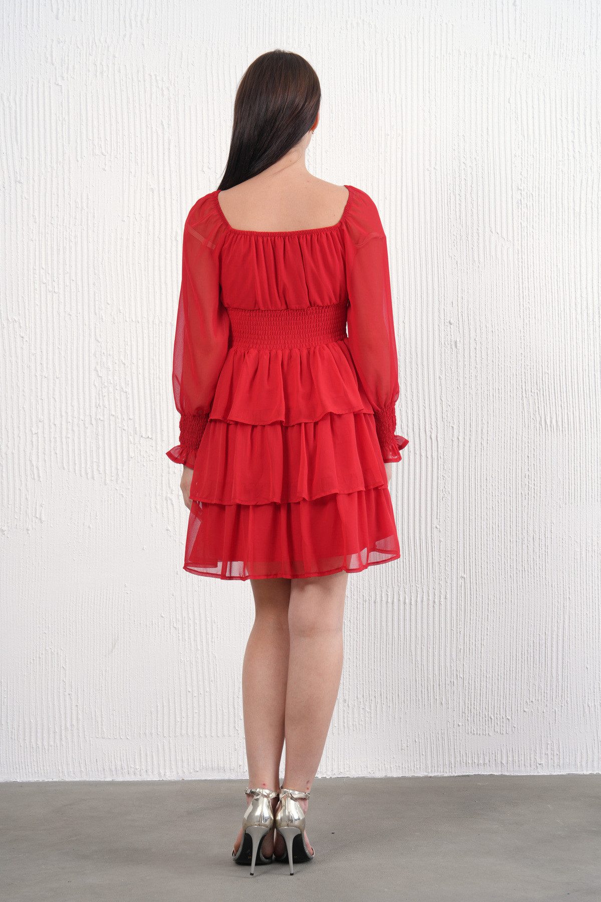 WOMAN VISION Minikleid Langärmeliges schulterfreies Minikleid